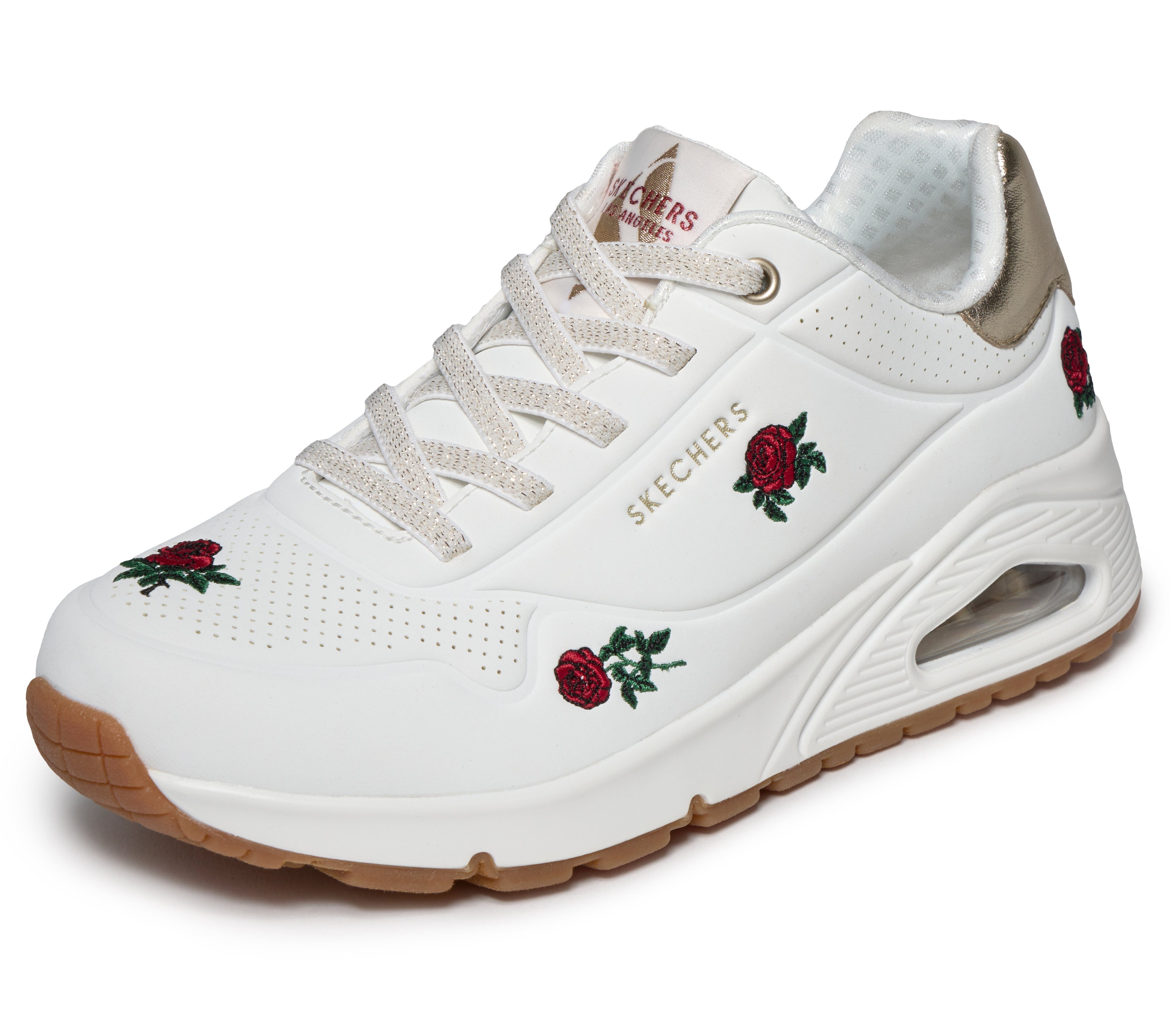 Skechers UNO-CHAMPAGNE & ROSES Sneaker Freizeitsneaker, Halbschuh mit Rosen-Stickerei