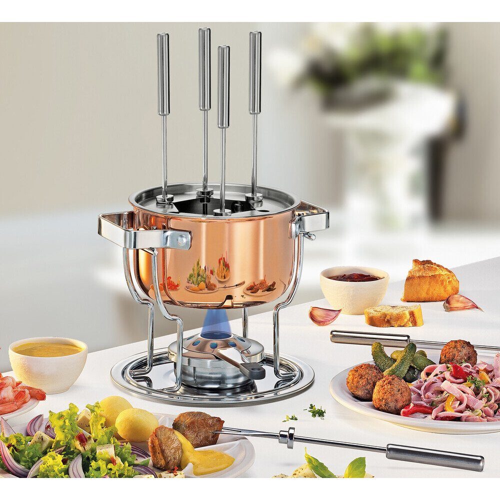 Spring Fondue Fonduegarnitur Davos Culinox 17 cm kupfer, 1,5l, Edelstahl, nicht spülmaschinengeeignet, Induktion, Kupfer