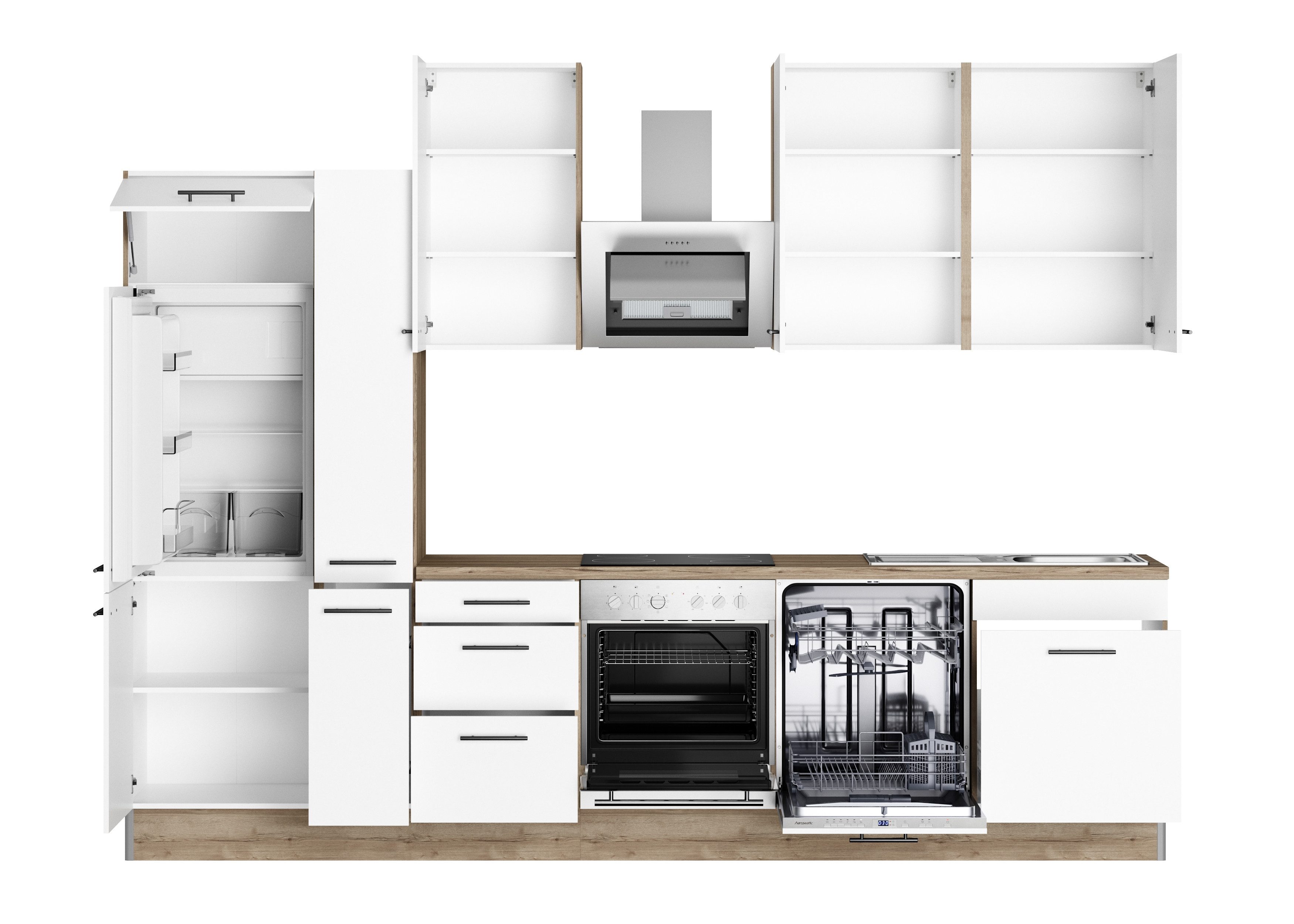 OPTIFIT Küchenzeile Fiona, Breite 320 cm, mit Hanseatic-E-Geräten,in Premium oder Basic