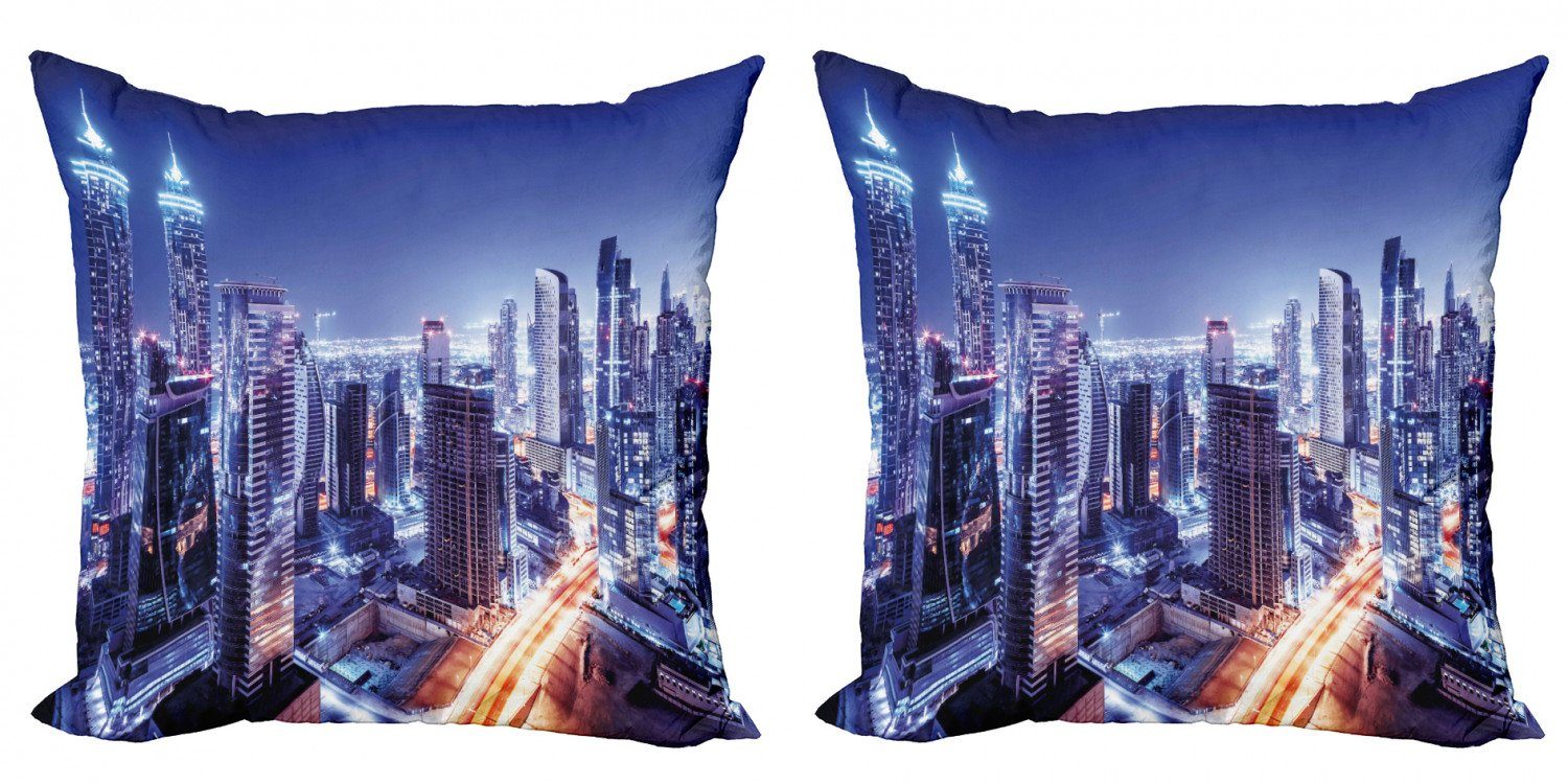 (2 Stadt Dubai Kissenbezüge Accent Moderne Modern Doppelseitiger Downtown VAE Abakuhaus Stück), Digitaldruck,