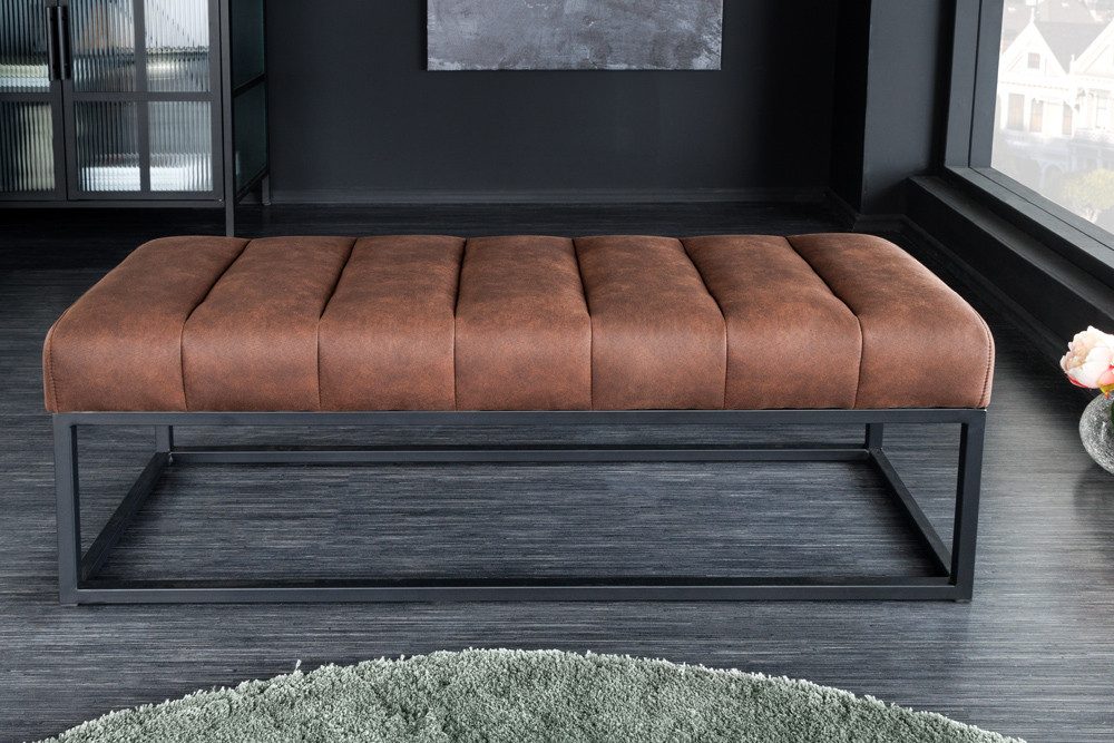 riess-ambiente Sitzbank PETIT BEAUTÉ 110cm antik braun / schwarz (Einzelartikel, 1-St), Flur · Microfaser · Metall · Schlafzimmer · Design