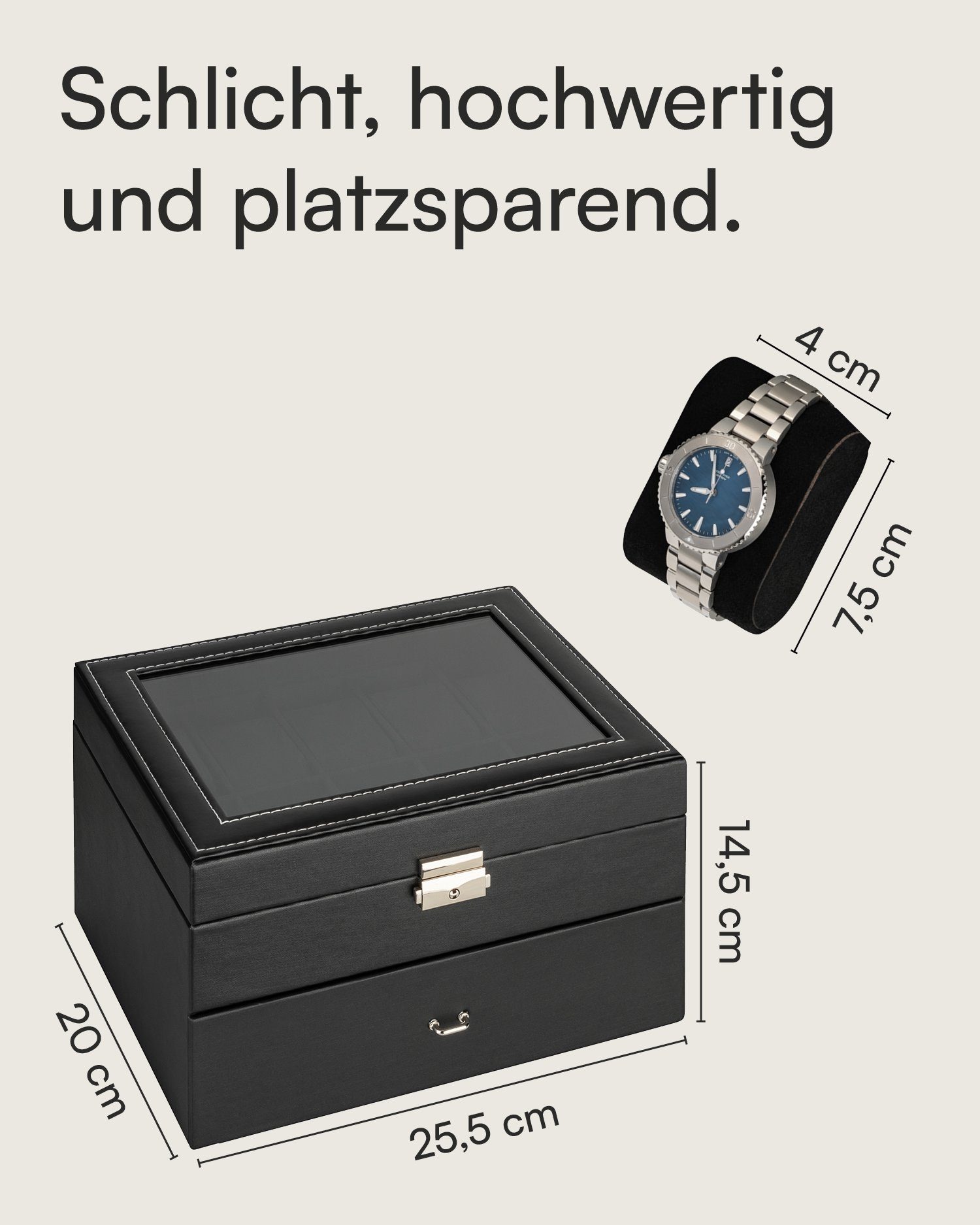 shelfmade Uhrenbox Uhren Aufbewahrungskiste Uhrenbox Uhrenkoffer Uhrenkasten für 20 Uhren – Bild 4 von 5