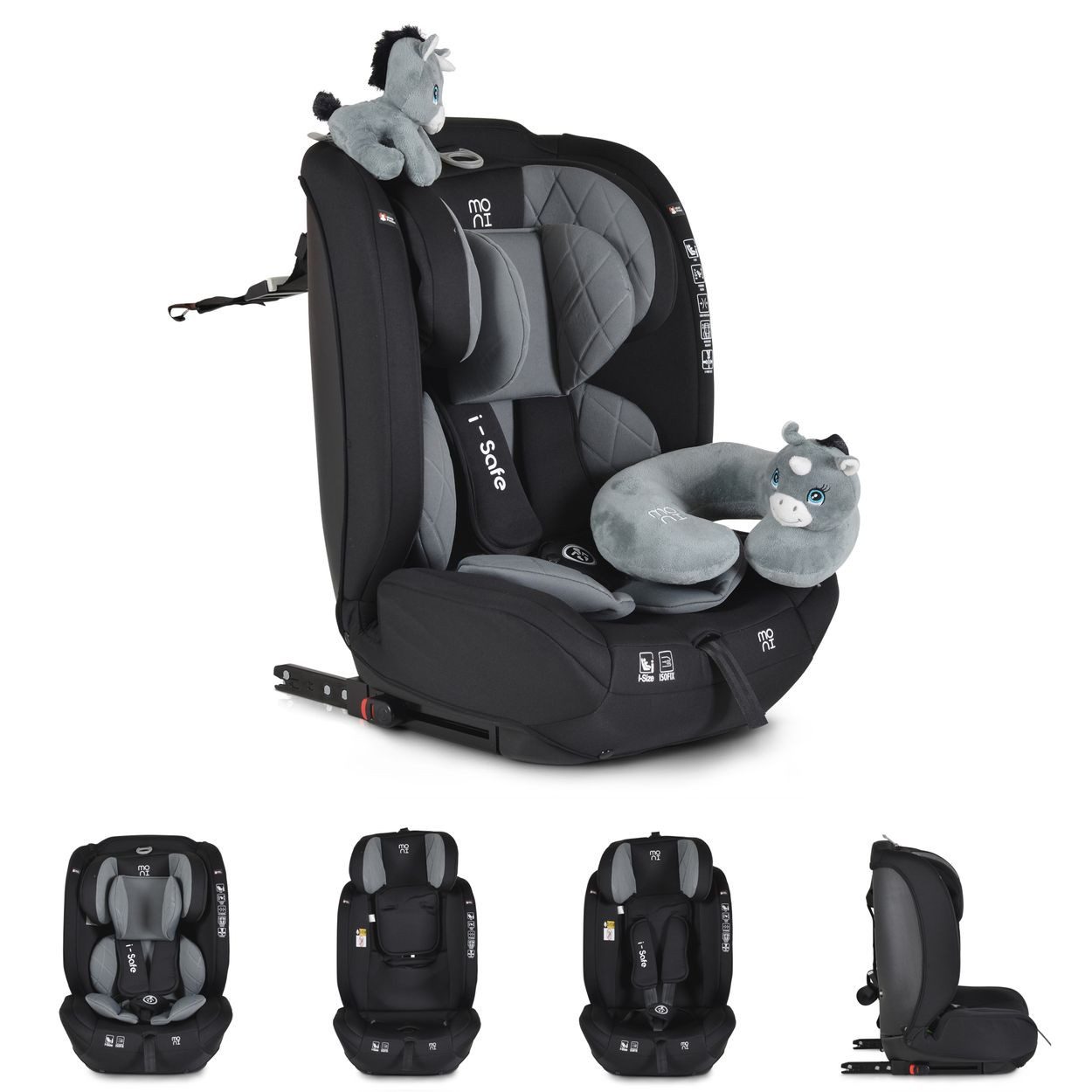 Moni Autokindersitz Kindersitz i-Size i-Safe, ab: 1.25, bis: 12, (76-150cm) Isofix, Top Tether, 13-fach verstellbar