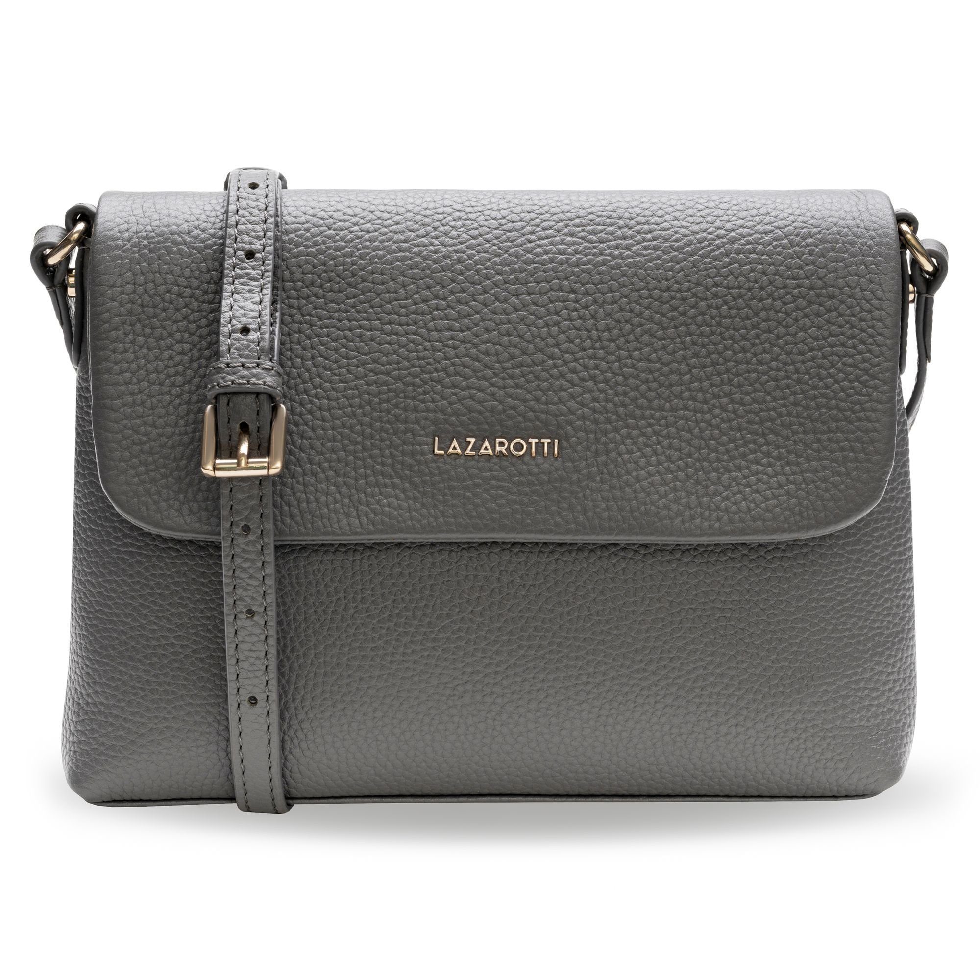 Lazarotti Umhängetasche Bologna Leather, Leder grey