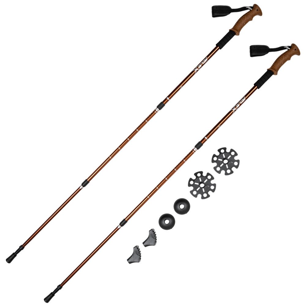 JELEX Nordic-Walking-Stöcke Walking Stöcke mit Korkgriffen, Stufenlos verstellbar, mit Antishock-Technologie