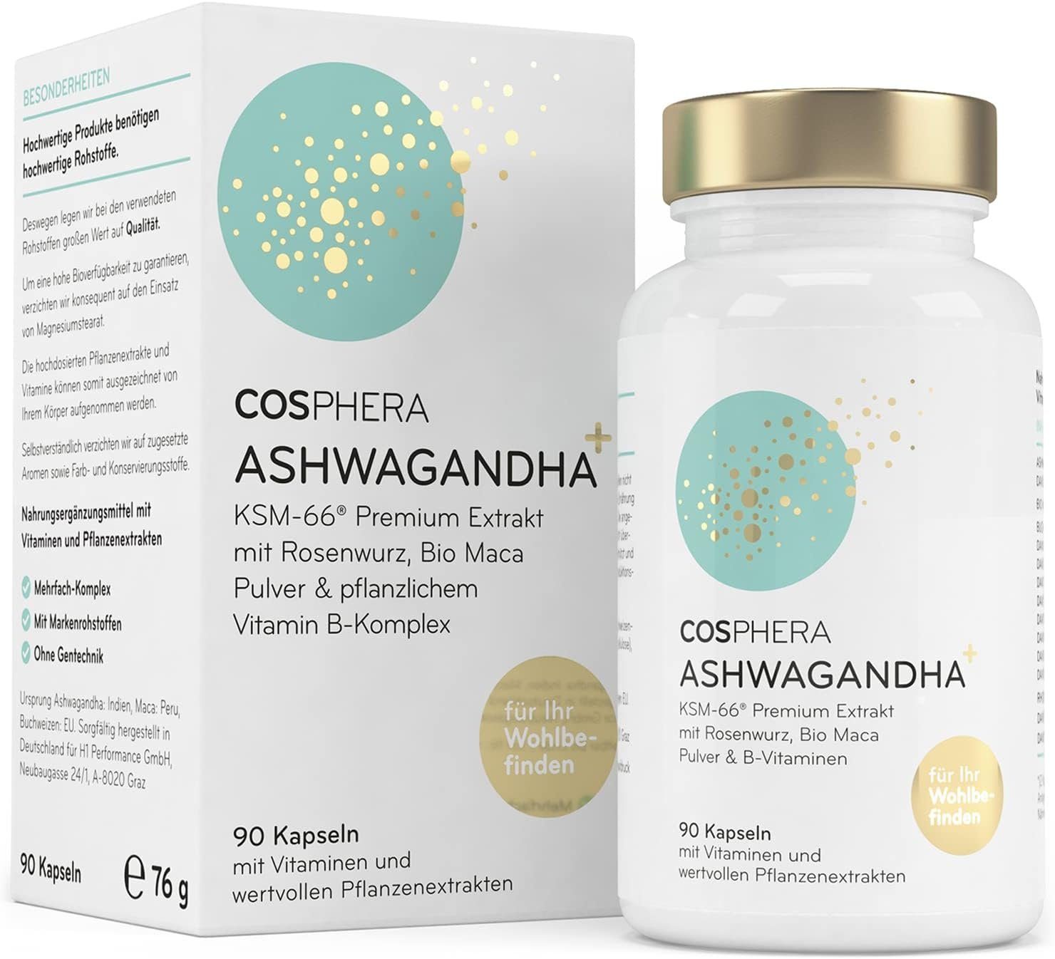 Cosphera Körperpflegemittel Ashwagandha Kapseln 500mg hochdosiert Vegan, 1-tlg.