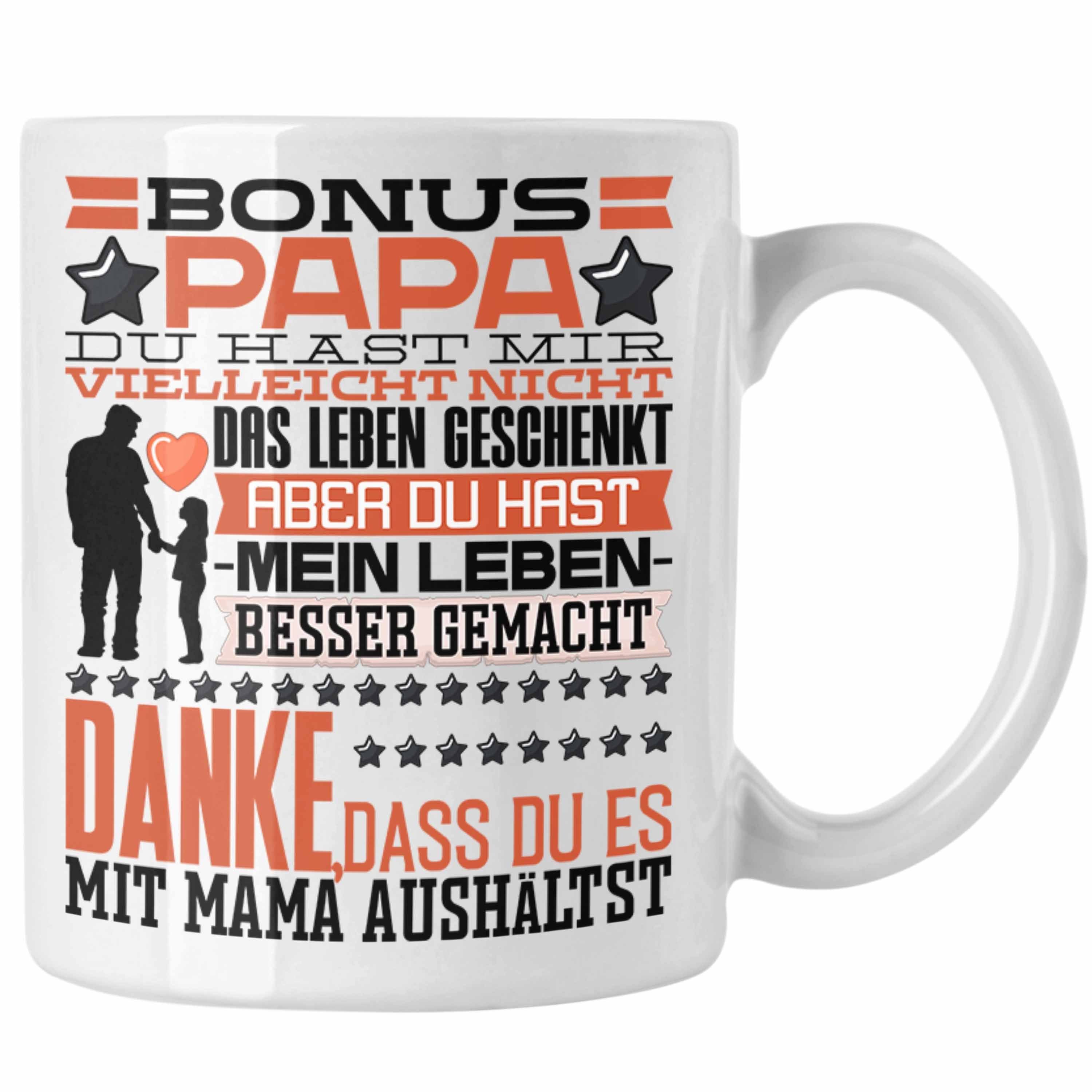 Geschenk Trendation Tasse Papa Geschenkidee Stiefpapa Weiss Bonus Tasse von Stiefvater Tocht