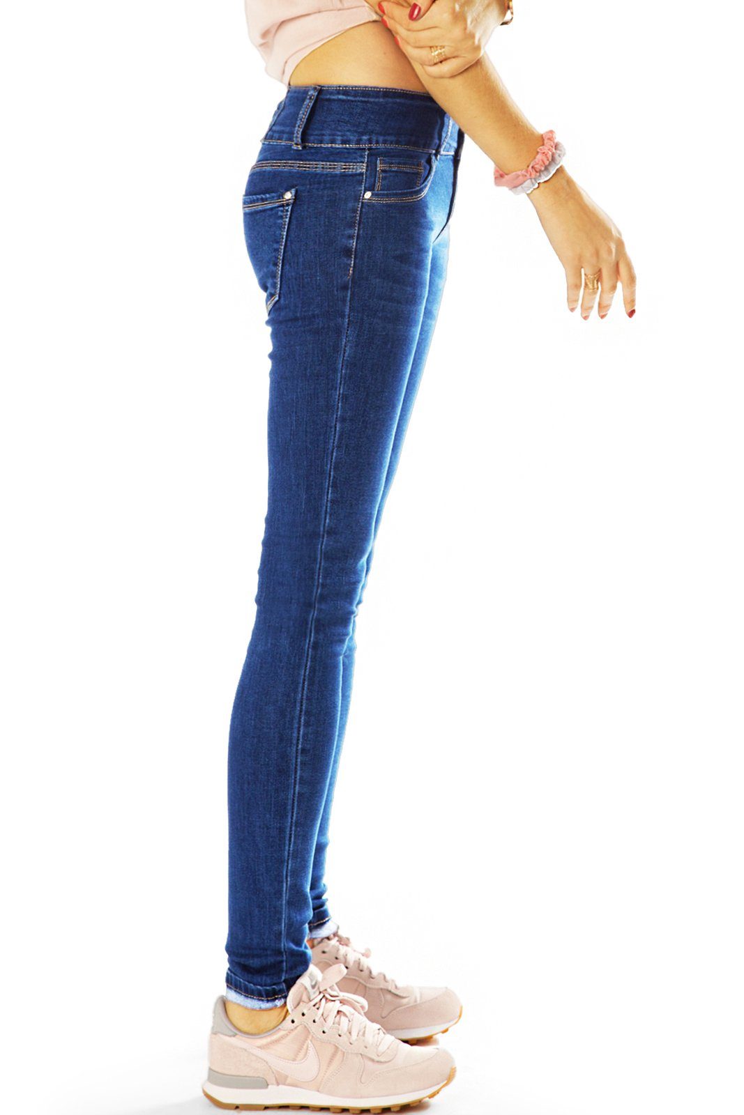 Röhrenjeans Waist - Low-rise-Jeans Damen Hose - j3e-1 Low 5-Pocket-Style Hüftjeans styled be Skinny