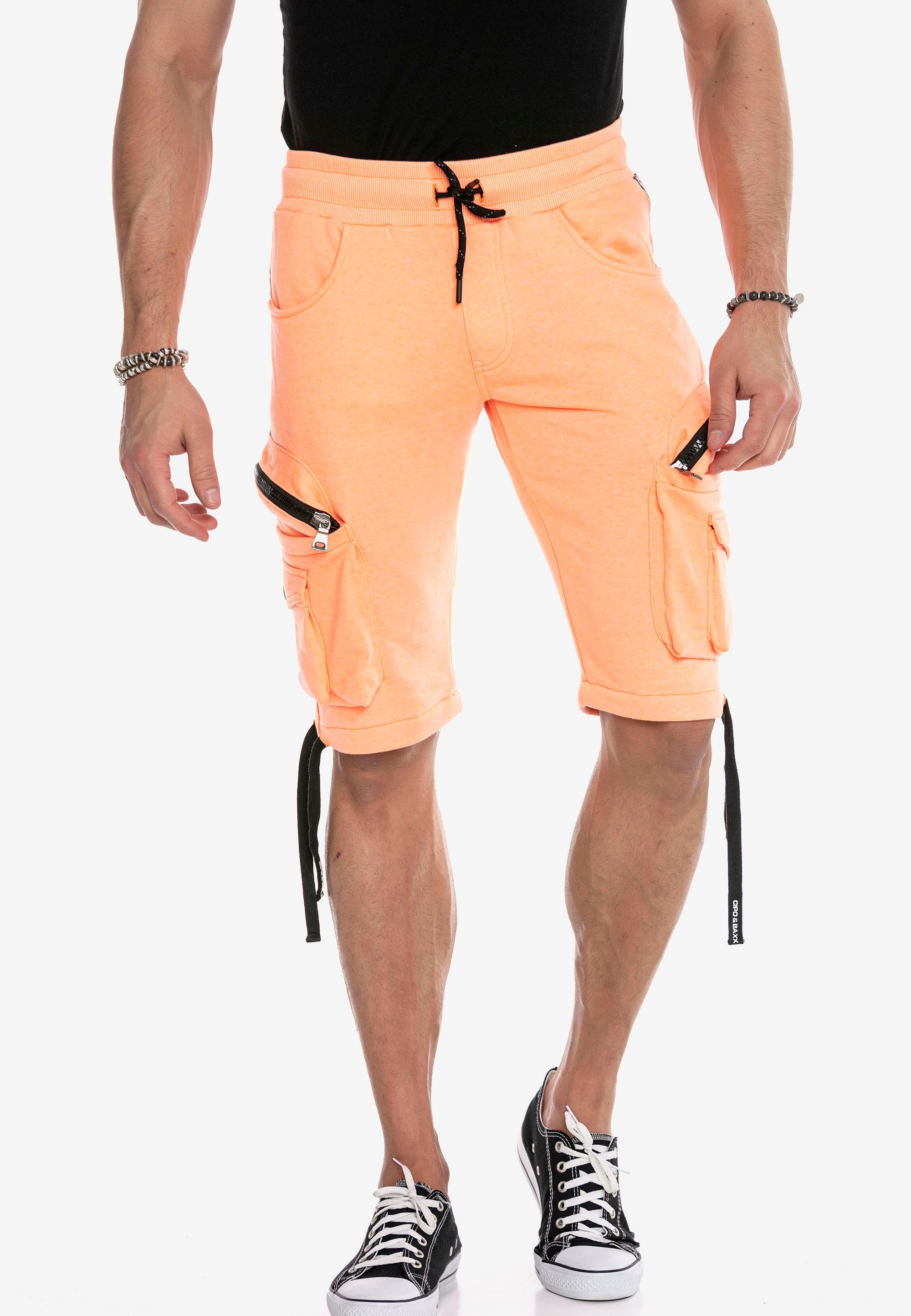 Cipo & Baxx Shorts CK225 in sportlichem Look orange