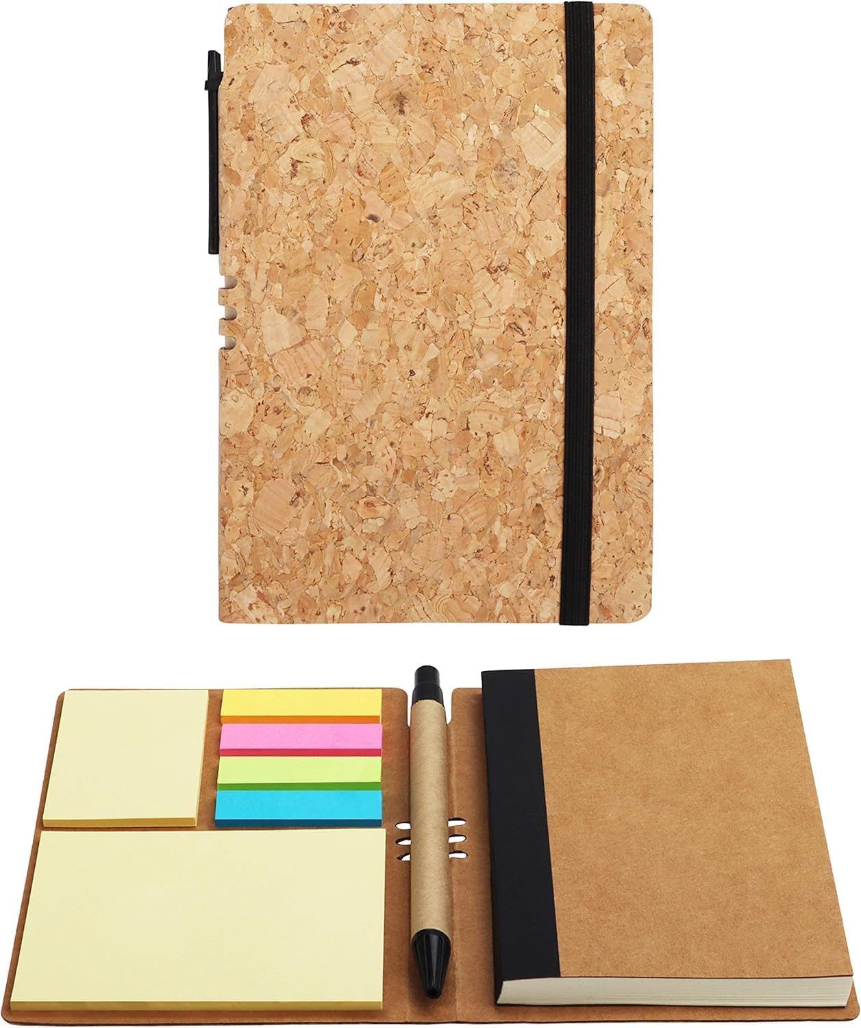 Belle Vous Notizbuch A6 Notizbuch mit Linien, Tagebuch, Stift und Klebenotizen (2 Stk)