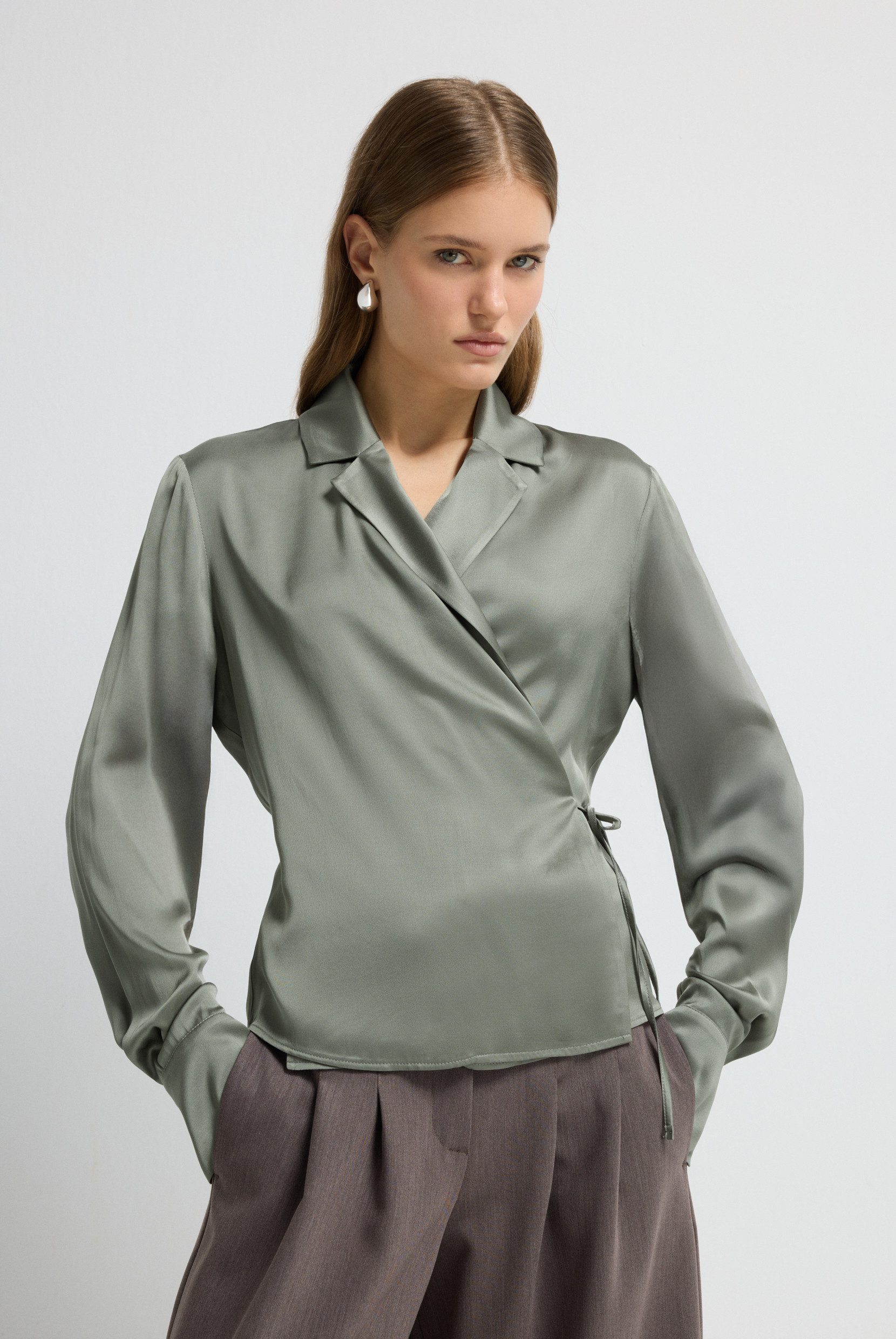 adL Blusentop Bluse mit Bindeband