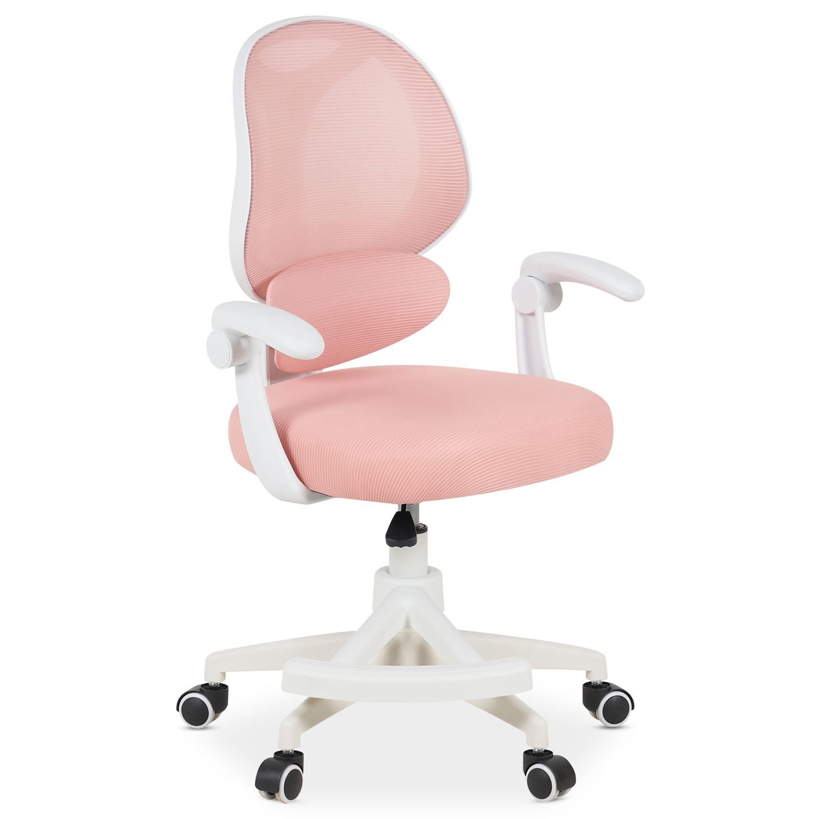 IDIMEX Schreibtischstuhl ISLA, Kinder Bürostuhl mit Fußstütze ergonomisch höhenverstellbar Rosa