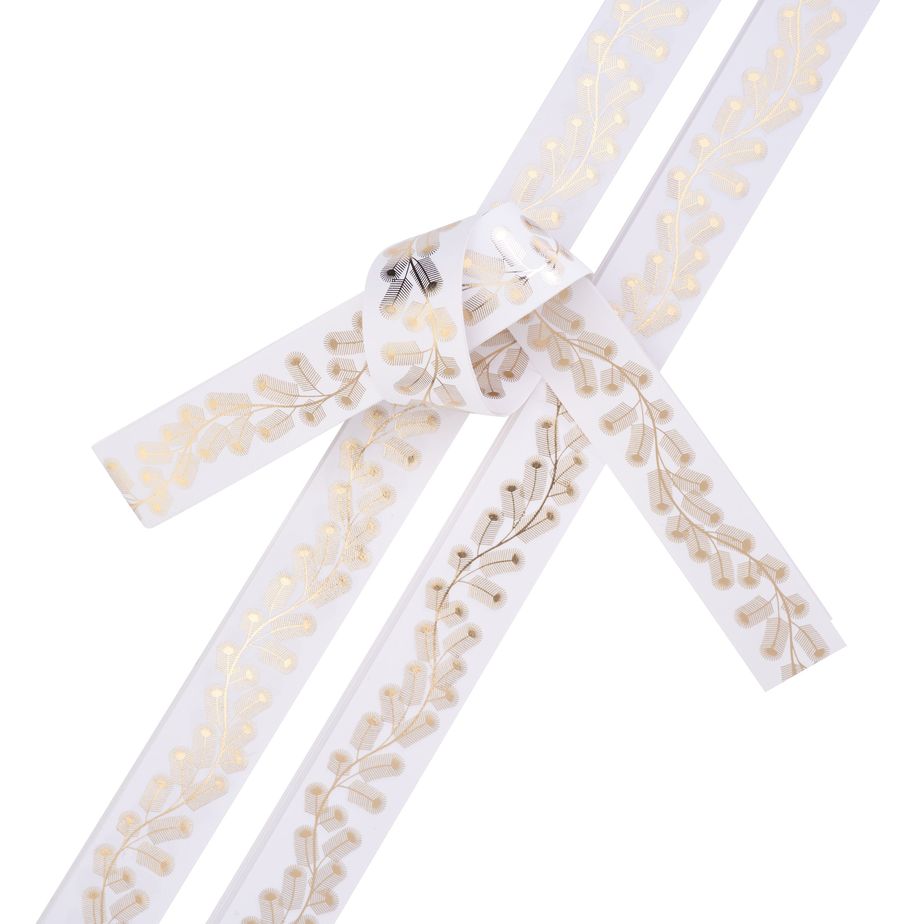 Rico Design Motivpapier Papierstreifen Zweige Weiß-Gold, 40 Stück
