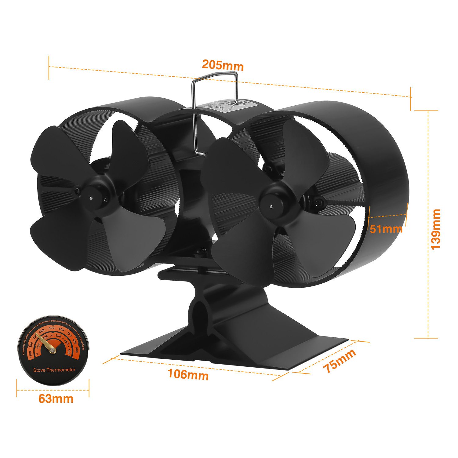 Clanmacy Kaminventilator Kaminventilator Ofenventilator 8 Blatt Kaminofen H günstig online kaufen