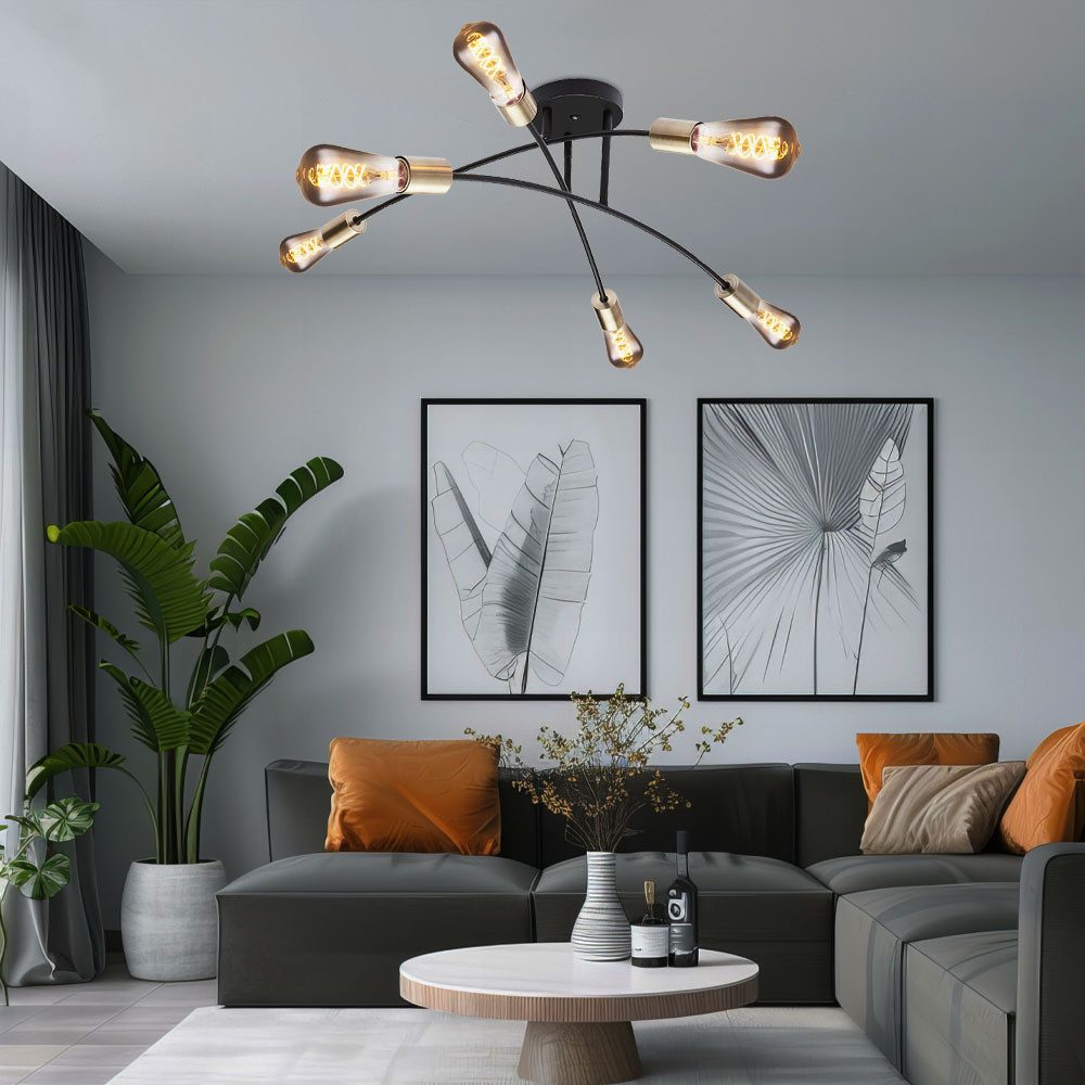 etc-shop Deckenleuchte, Leuchtmittel nicht inklusive, Design Decken Lampe Wohn Ess Zimmer Beleuchtung Messing antik Leuchte