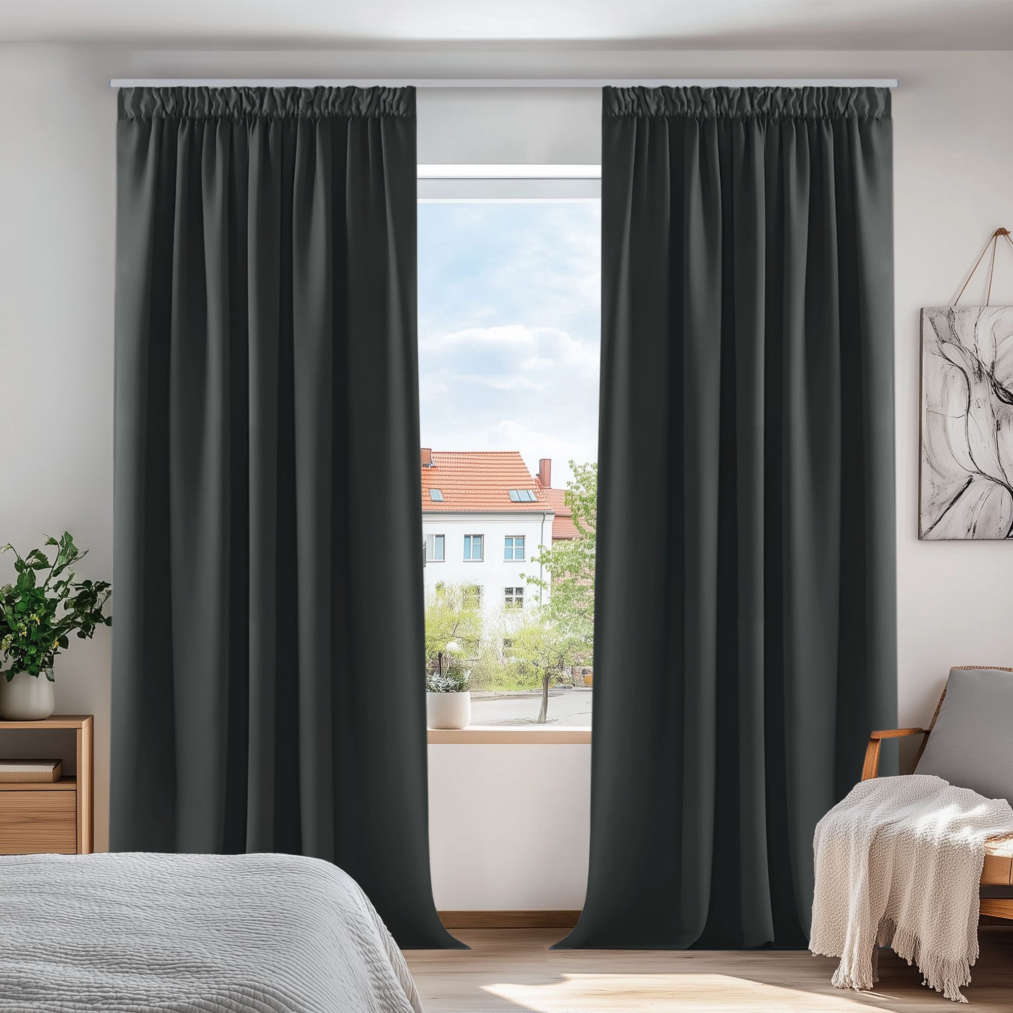 Deconovo Verdunkelungsvorhang Gardinen mit Kräuselband Blickdicht Vorhänge Wohnzimmer 2er Set, Vorhang Verdunkelung Vorhänge Kälteschutz Schlafzimmer Thermovorhang