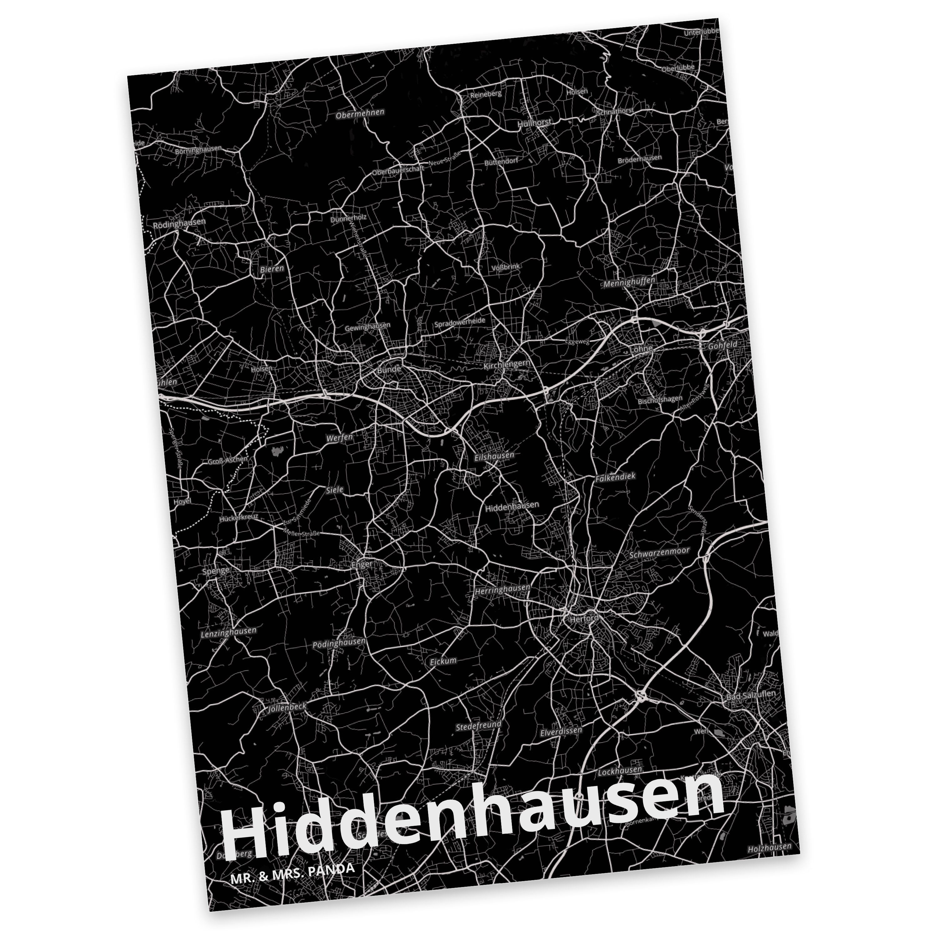 Mr. & Mrs. Panda Postkarte Hiddenhausen - Geschenk, Ort, Karte, Stadt, Städte, Einladungskarte