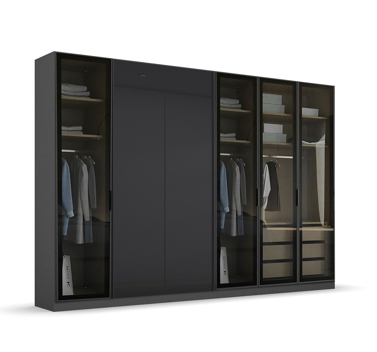 Palms-Store Kleiderschrank Drehtürenschrank Bright 6-Türig mit transparente günstig online kaufen