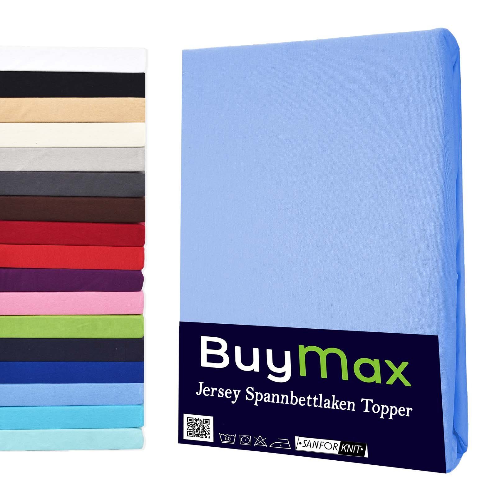 Buymax Spannbettlaken Topper, Spannbetttuch für Topper bis 12 cm Höhe, 100% Baumwolle Jersey, Jersey, Gummizug: Rundumgummi, (1 Stück), Pflegeleicht und Atmungsaktiv, in Verschiedenen Farben und Größen