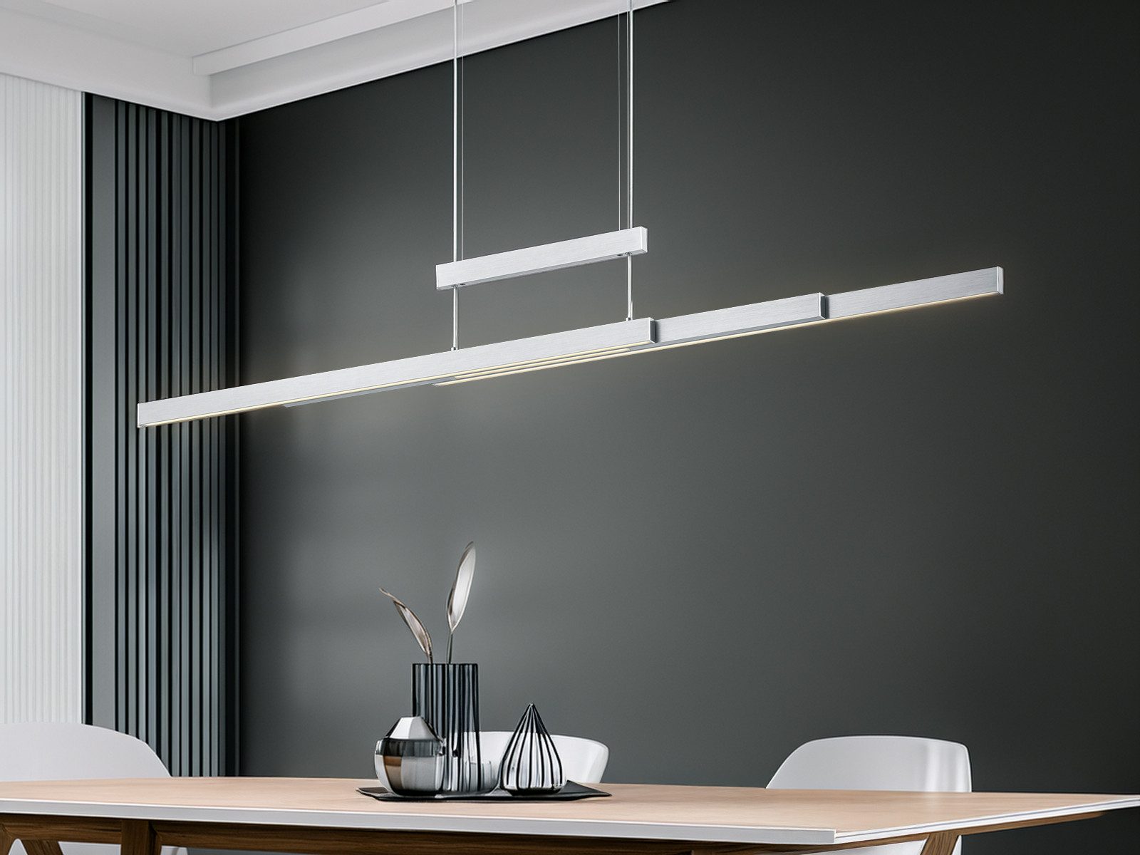 TRIO Leuchten LED Pendelleuchte, Dimmfunktion, LED fest integriert, Warmweiß, Neutralweiß, Ausziehbare Esstisch-Lampe hängend stufenlos höhenverstellbar B: 150cm