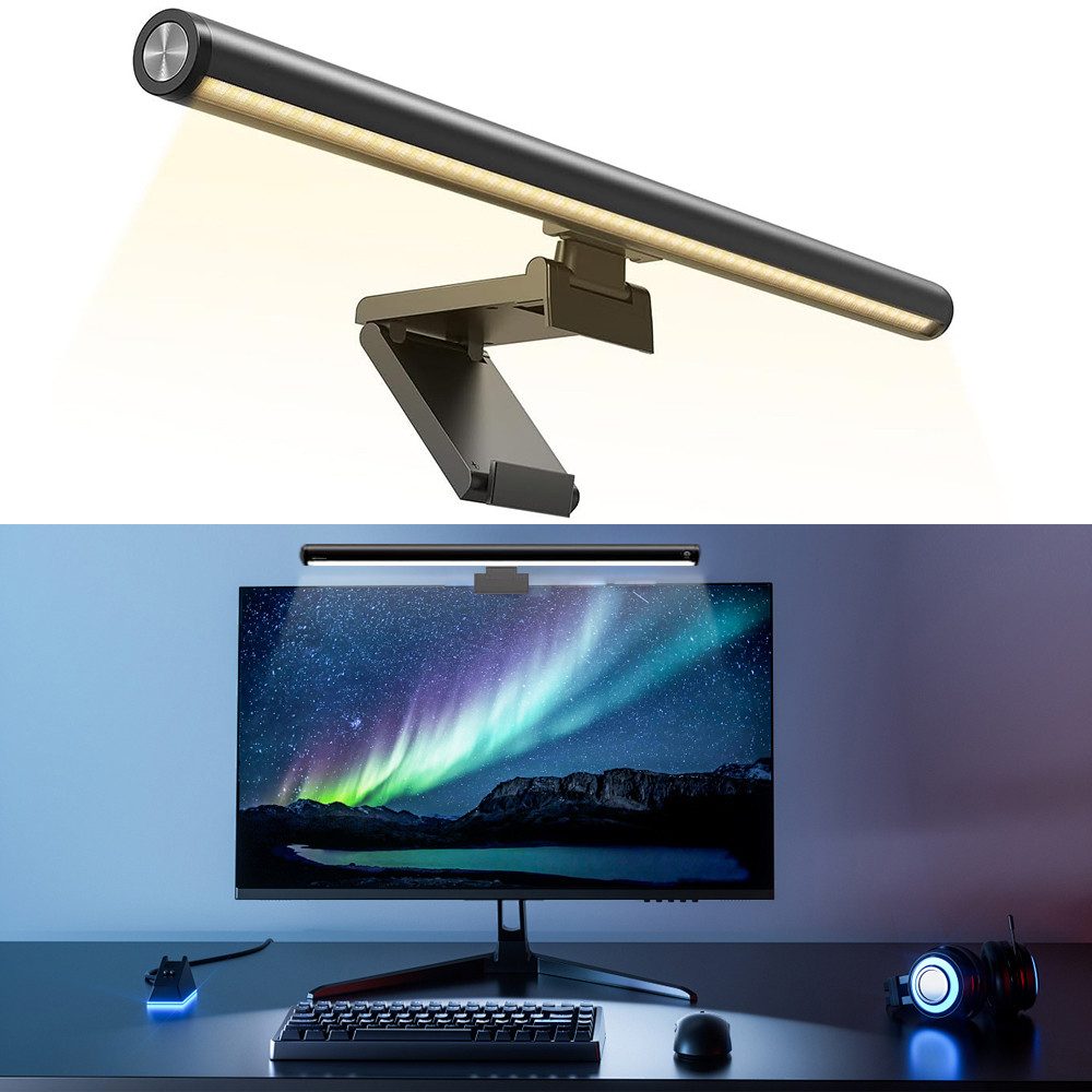 ZEUOPQ Schreibtischlampe Schreibtischlampen LED Arbeitslicht Augenpflege Computer Monitor Lampe, mit fünf einstellbare Farbtemperaturen und einstellbare Helligkeit, integrierten Speicherfunktion, Augenschutz und Anti-Blaulicht-Funktion, reduziert Blendung und Augenermüdung