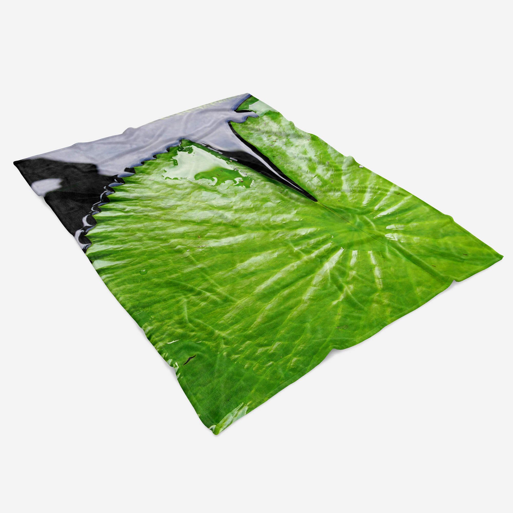 Sinus Art Handtücher Handtuch Baumwolle-Polyester-Mix mit (1-St), Fotomotiv Handtuch Strandhandtuch grünes Saunatuch Wasserblatt, Kuscheldecke