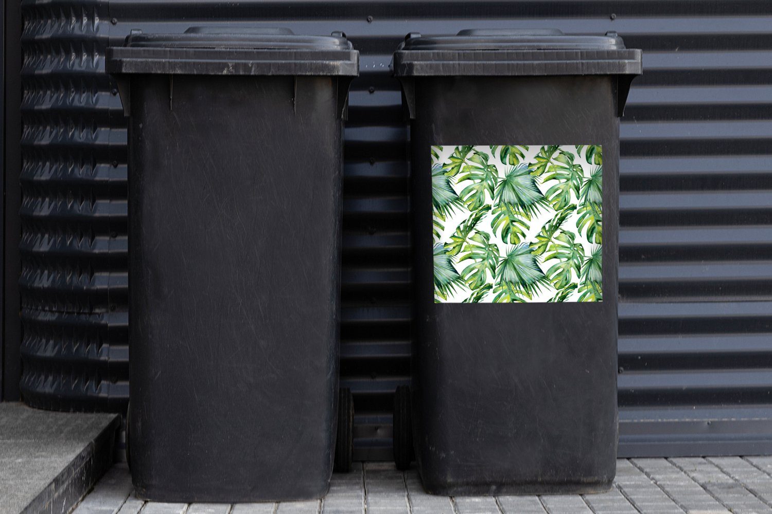 St), Sticker, Container, Blätter Mülltonne, Blumen Wandsticker (1 Tropisch Mülleimer-aufkleber, Abfalbehälter - - MuchoWow - Bohème