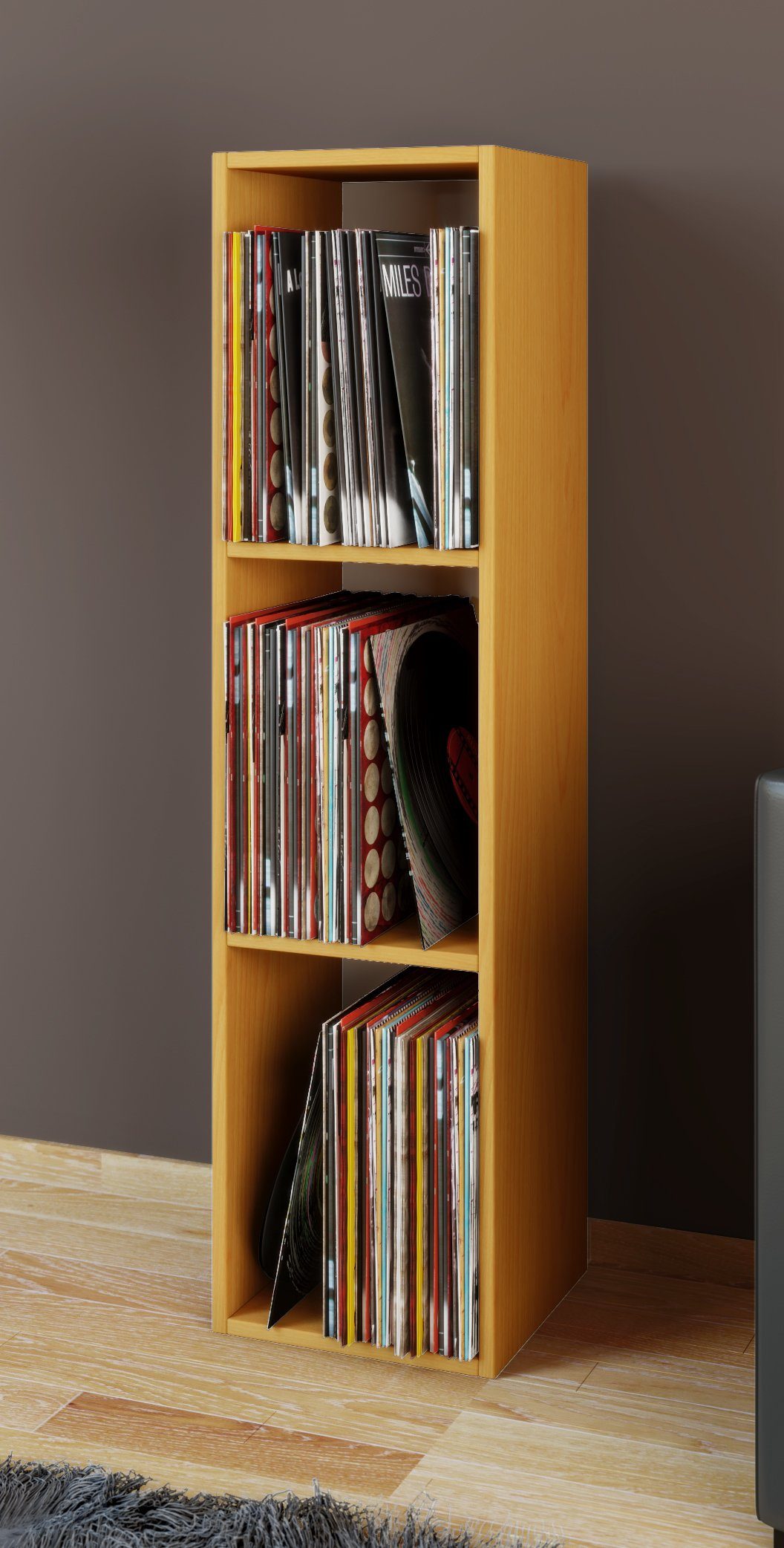 VCM Standregal Platto B. 34 x T. 30 x H. 107 cm, Holz Schallplatten Regal, BluRay Aufbewahrung, 3 Fächer, Holzwerkstoff – Bild 3 von 5