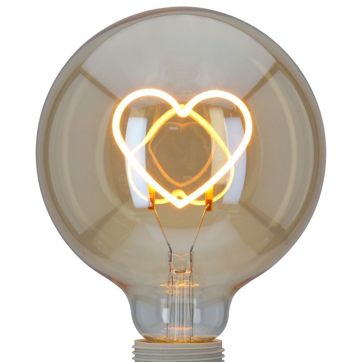 GILDE LED-Leuchtmittel LED Leuchtmittel mit Herzmotiv aus Glas E27 Fassung orange 17cm, 1 St.