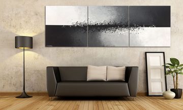 WandbilderXXL XXL-Wandbild Connected Contrast 240 x 80 cm, Abstraktes Gemälde, handgemaltes Unikat