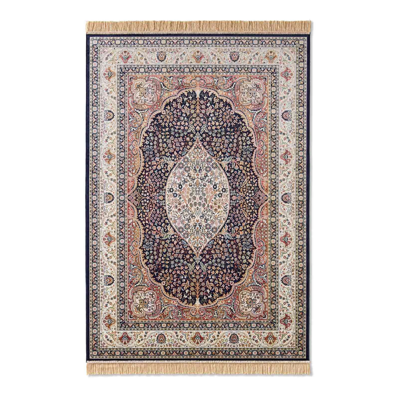TaCa Home Teppich Vintage Designer Kurzflor, rechteckig, Höhe: 6 mm, Schlafzimmer Kinderzimmer Wohnzimmer Esszimmer, blau - 67 x 105 cm