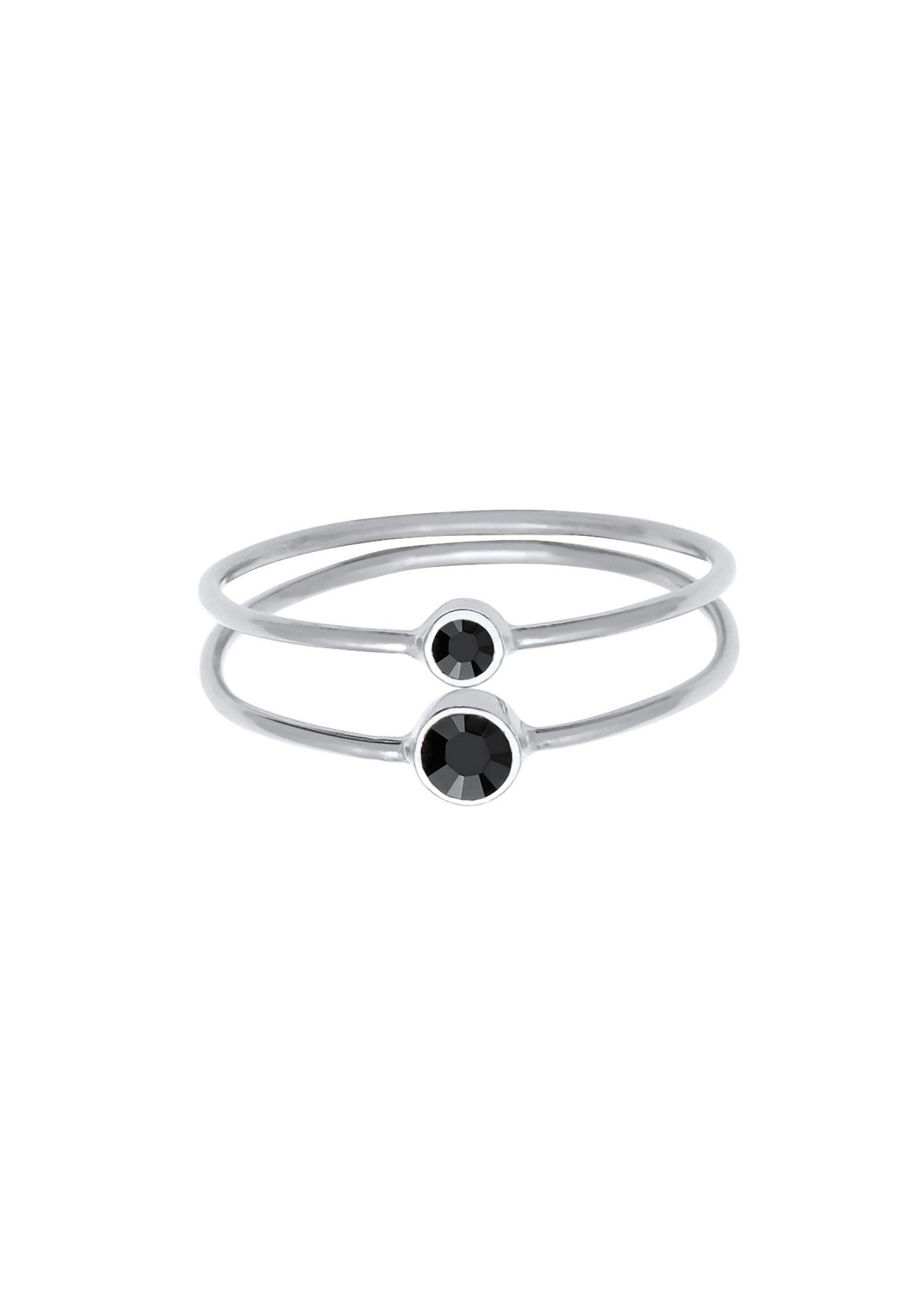 Elli Ring-Set Schwarz Kristalle (2 tlg) 925 Silber, Ring Set günstig online kaufen