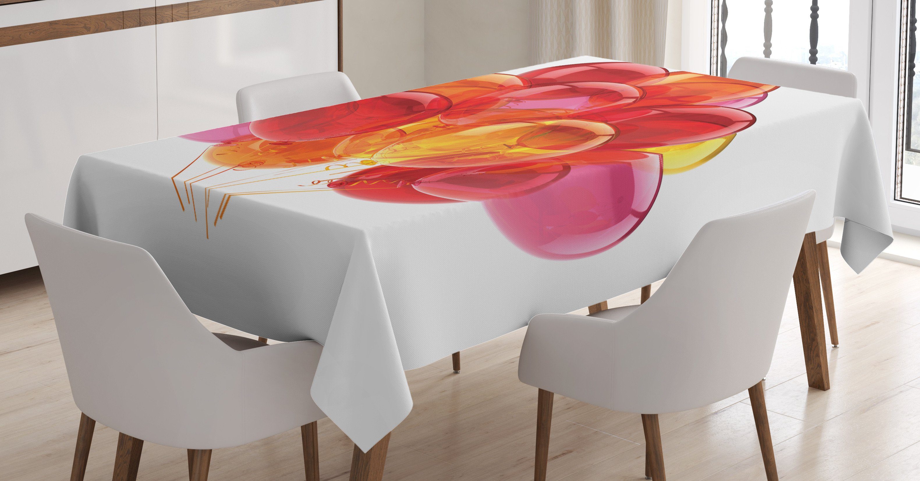Abakuhaus Tischdecke Farbfest Waschbar Für den Außen Bereich geeignet Klare Farben, Orange und Rosa Warm-Ballone