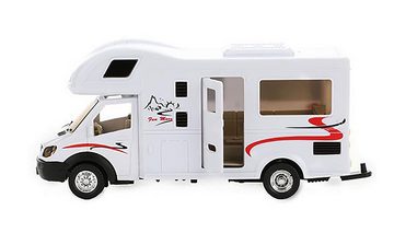 Toi-Toys Spielzeug-Bus WOHNMOBIL mit Anhänger & Schnellboot mit Rückzug 69, Camper Modell Wohnwagen Boot Bus Spielzeug Kinder