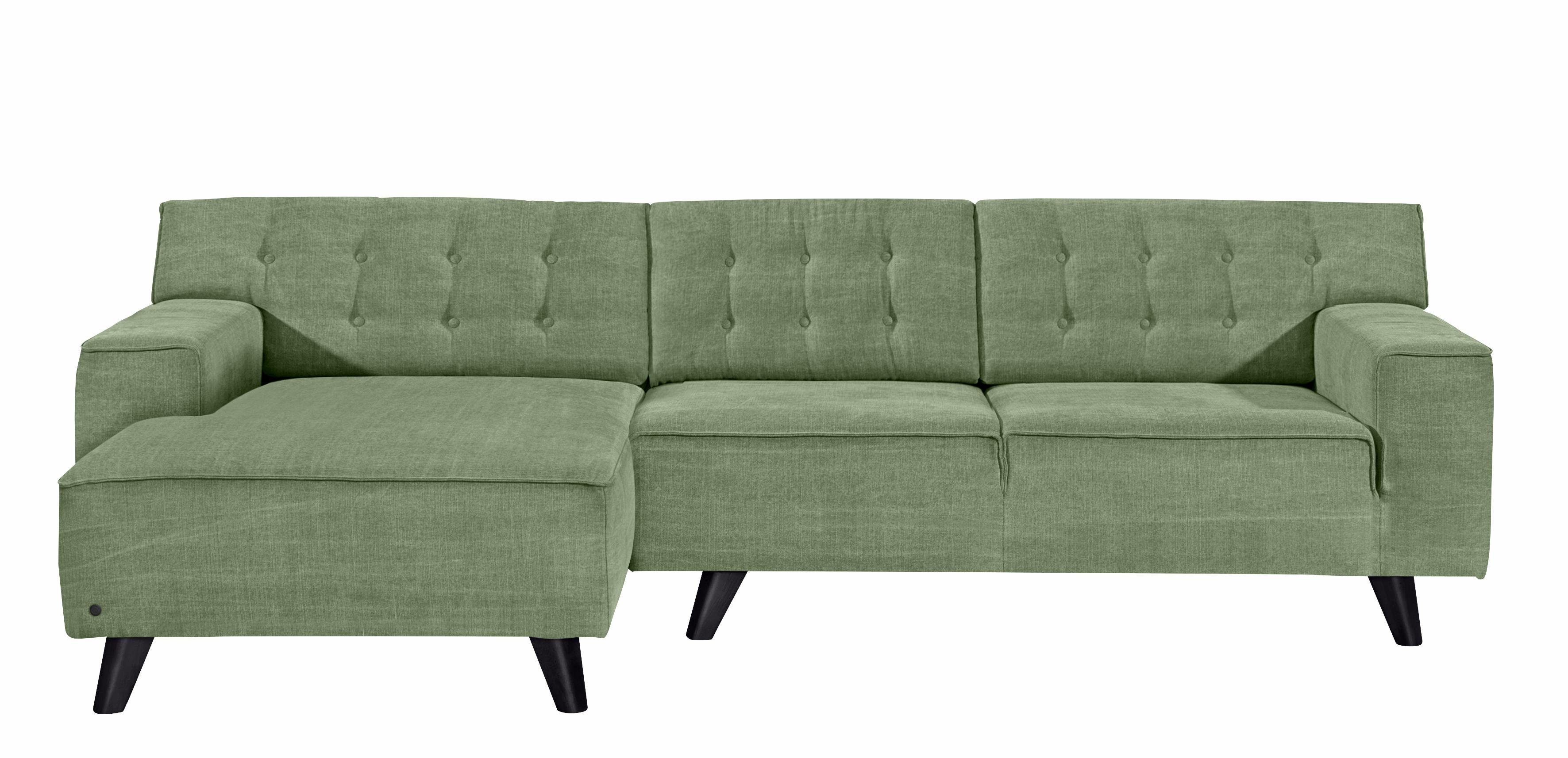 wengefarben im CHIC, Ecksofa TAILOR NORDIC mit Füße Recamiere, TOM HOME Retrolook,