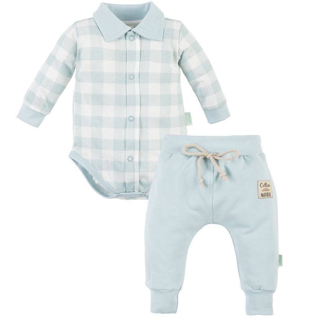 Makoma Hemdbody Baby Body Langarm Hemdbody Kariert & Hose für Jungen (Set, 2-tlg., Body hemd + Hose) 100% Baumwolle