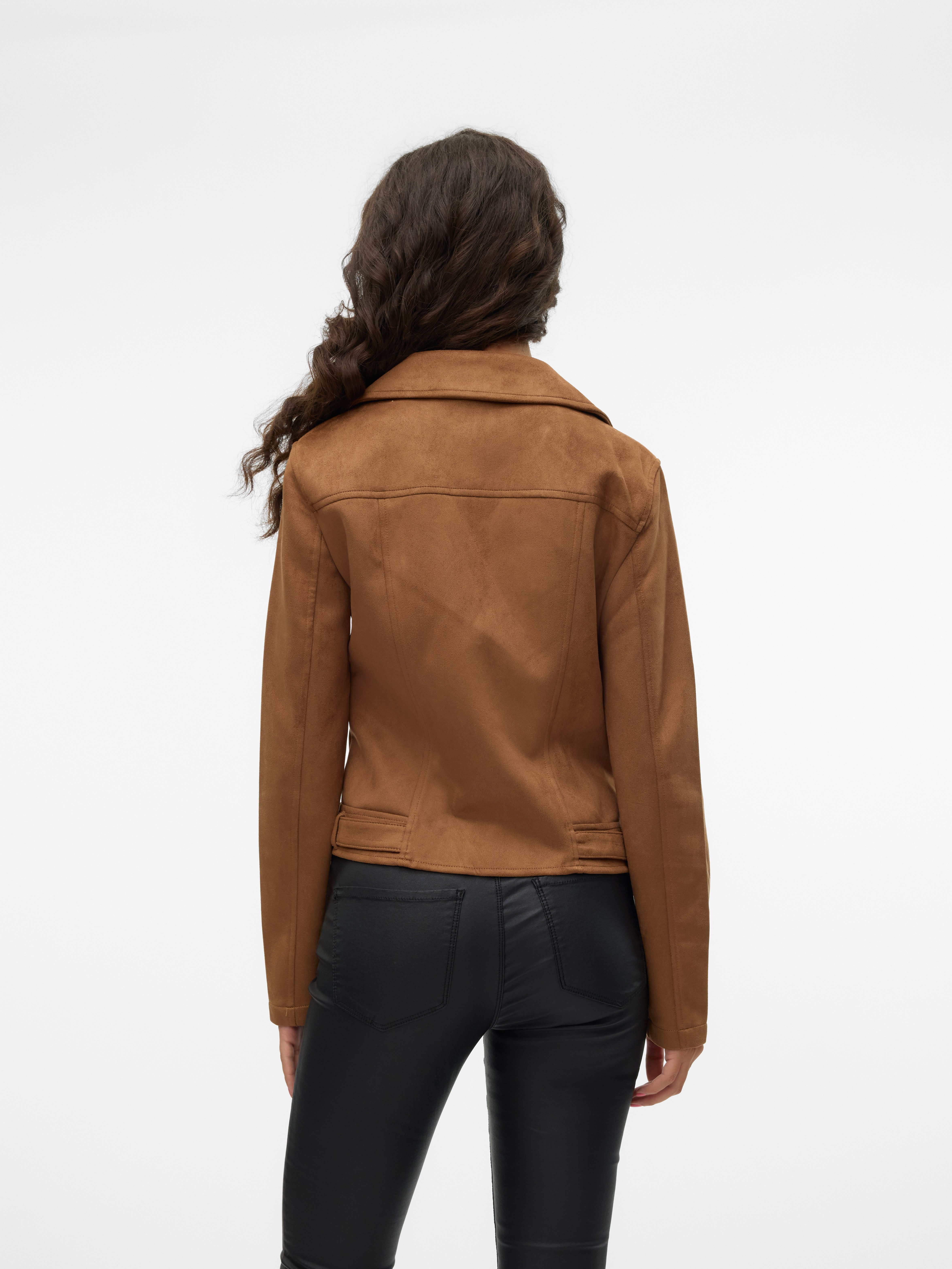 Vero Moda Bikerjacke VMJOSE SHORT FAUX SUEDE JACKET GA NOOS mit asymetrischem Reißverschluss