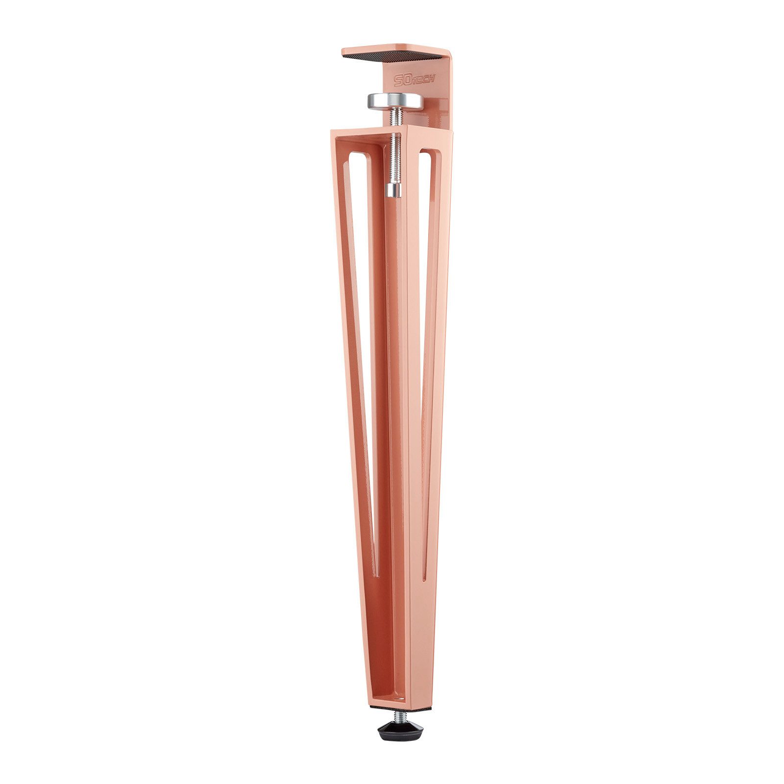 SO-TECH® Tischbein ColorLine in F-Form konisch zulaufend von 70 auf 40 mm, mit Klemmschraube (ohne Bohren) - rosa - Höhe 464 mm - 1x