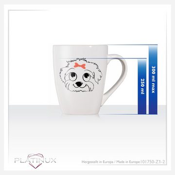 PLATINUX Tasse Kaffeetasse mit Hunde Motiv "Susi", Keramik, Tasse mit Griff 250ml Teetasse Kaffeebecher Teebecher aus Keramik