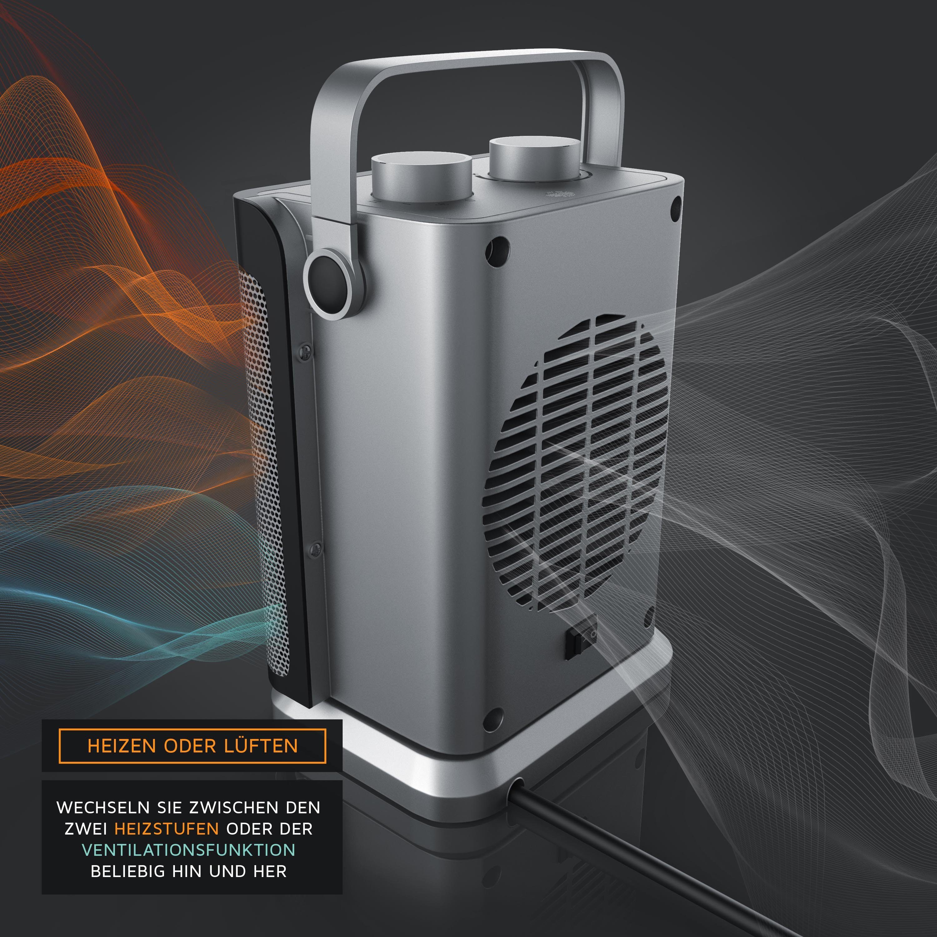 Brandson Keramikheizlüfter mit Temperaturregelung & Lüfterfunktion, Keramikheizgerät Badezimmer, 1800 W, Elektroheizung mit 2 Heizstufen, Überhitzungsschutz Oszillation, leise