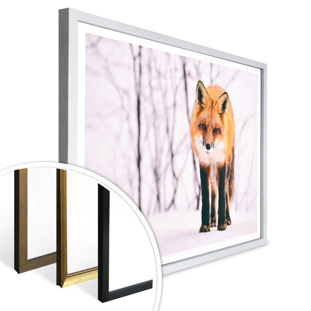 K&L Wall Art im Deko Boho wilder Waldtiere Set, modern 2er Wandbild Wohnzimmer Schnee Fuchs Collage Poster Poster
