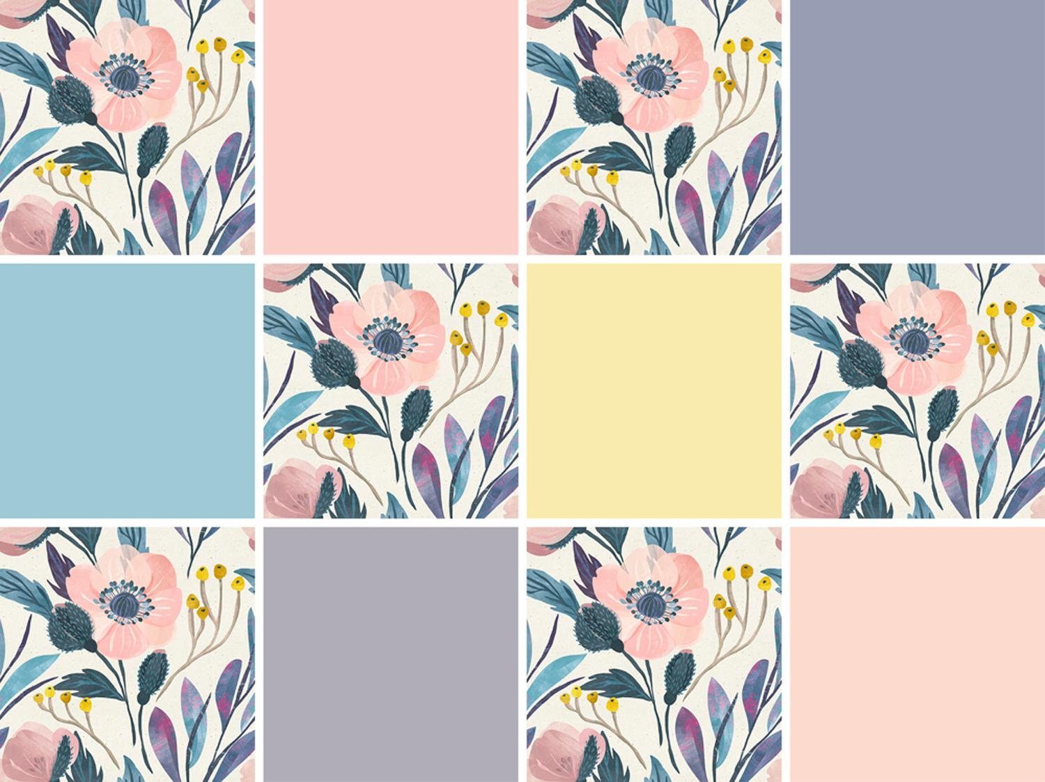 queence Fliesenaufkleber Pflanze (12 St), Stickerfliesen, selbstklebend, Sticker, 12er Set