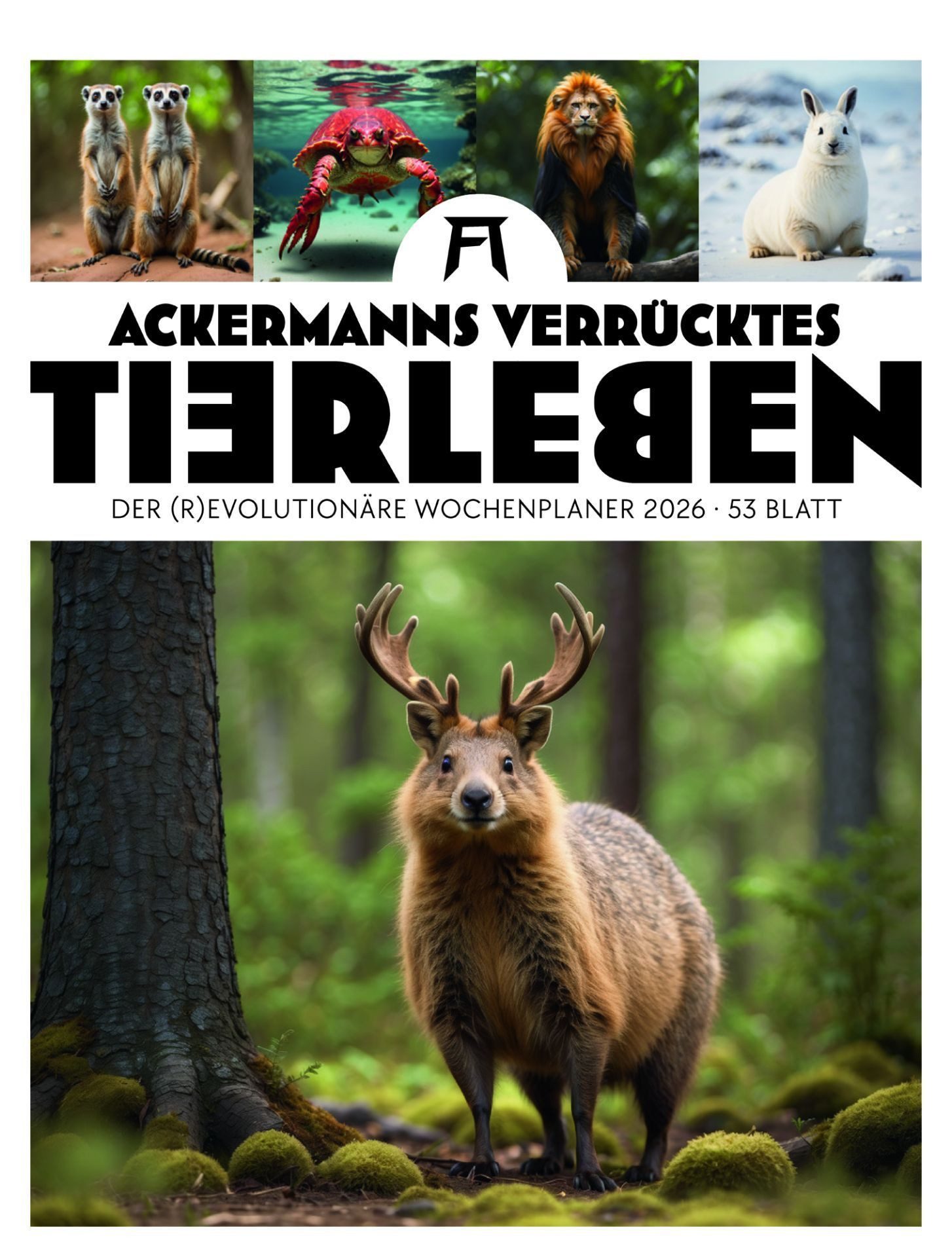 Wandkalender Verrücktes Tierleben Wochenplaner mit KI-Bildern Kalender 2026