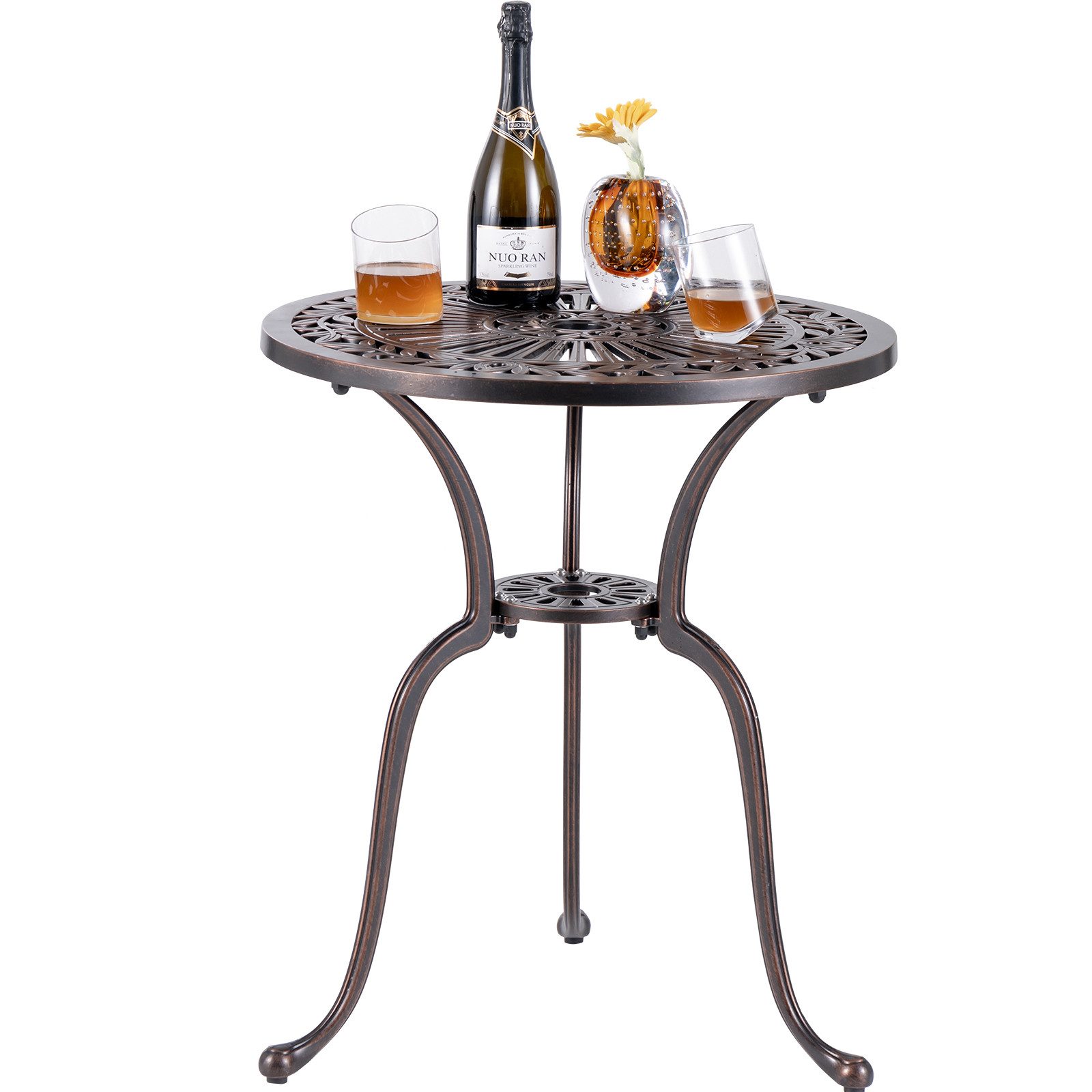 COSTWAY Gartentisch, Bistrotisch mit Schirmloch, rund 61 x 71cm