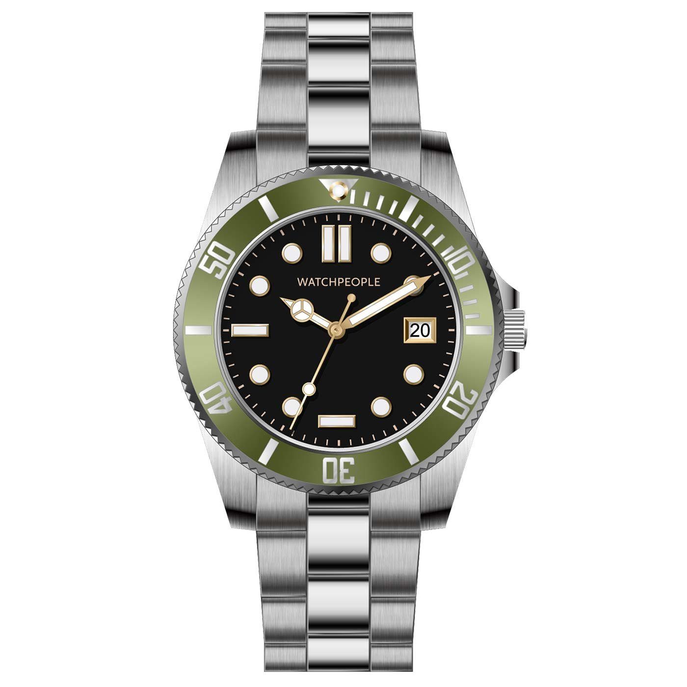 Watchpeople Quarzuhr BS Flat Iron WP BSG005-01, Datumsanzeige