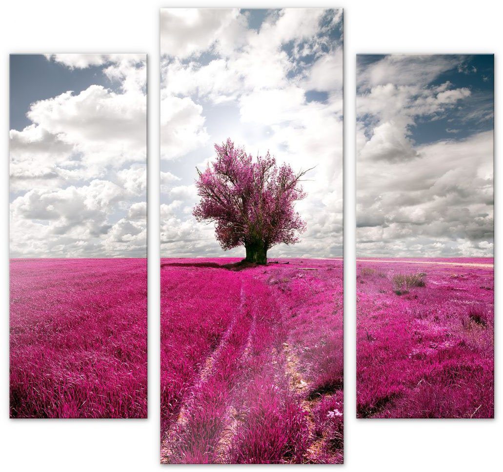 3 Baum (3-teilig), (Set, Wall-Art Bilder Magischer Mehrteilige St) pink