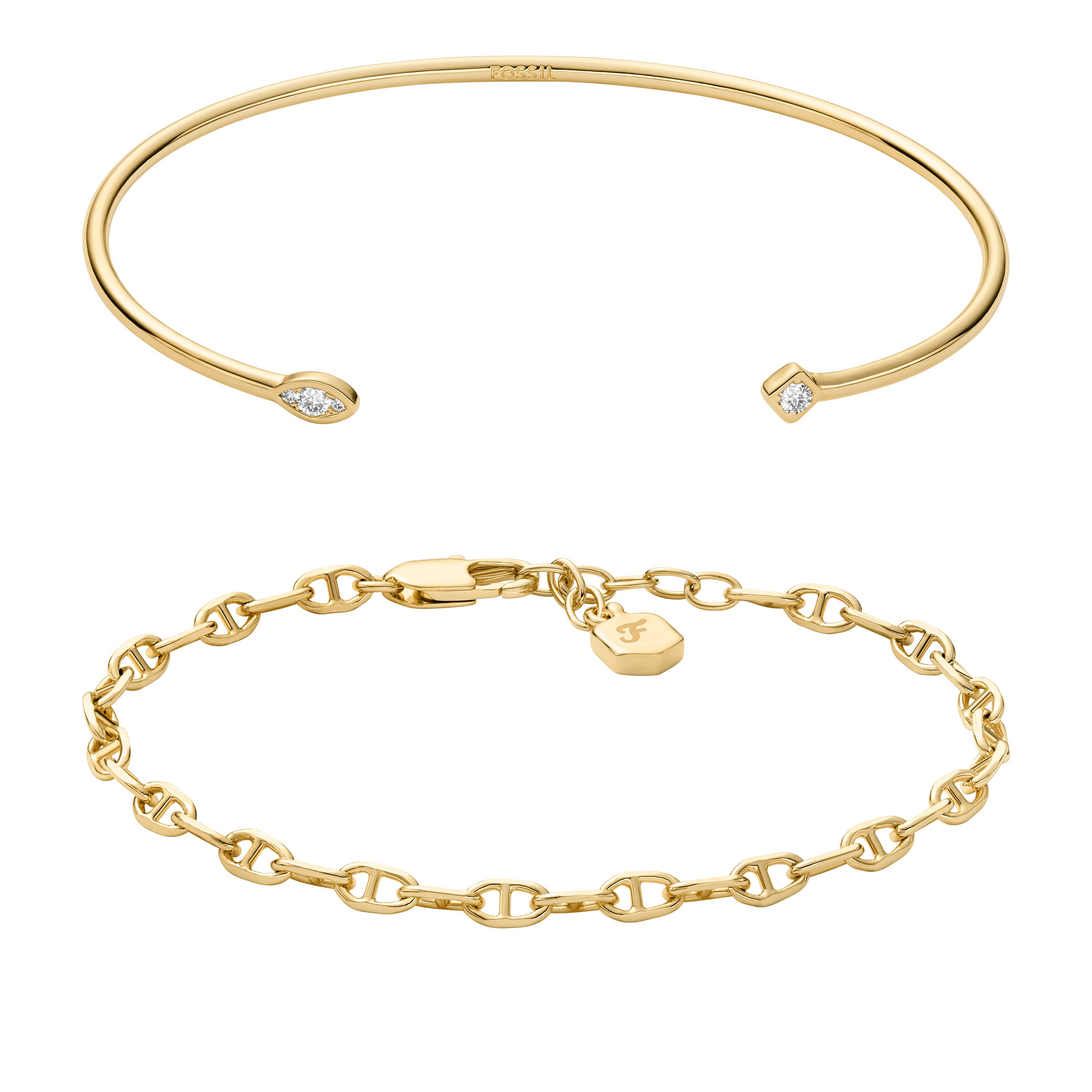 Fossil Multipack Schmuck Geschenk Metall JEWELRY (Set, 2-tlg), mit Zirkonia (synth)