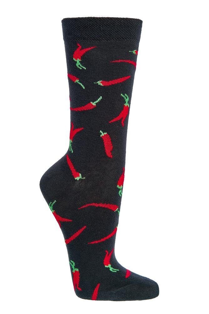 Fun 2 (2-Paar, 2er Socks Freizeitsocken 4 Motivsocken Fun Paar) Bündel 4 Damen Chili Herren Socks