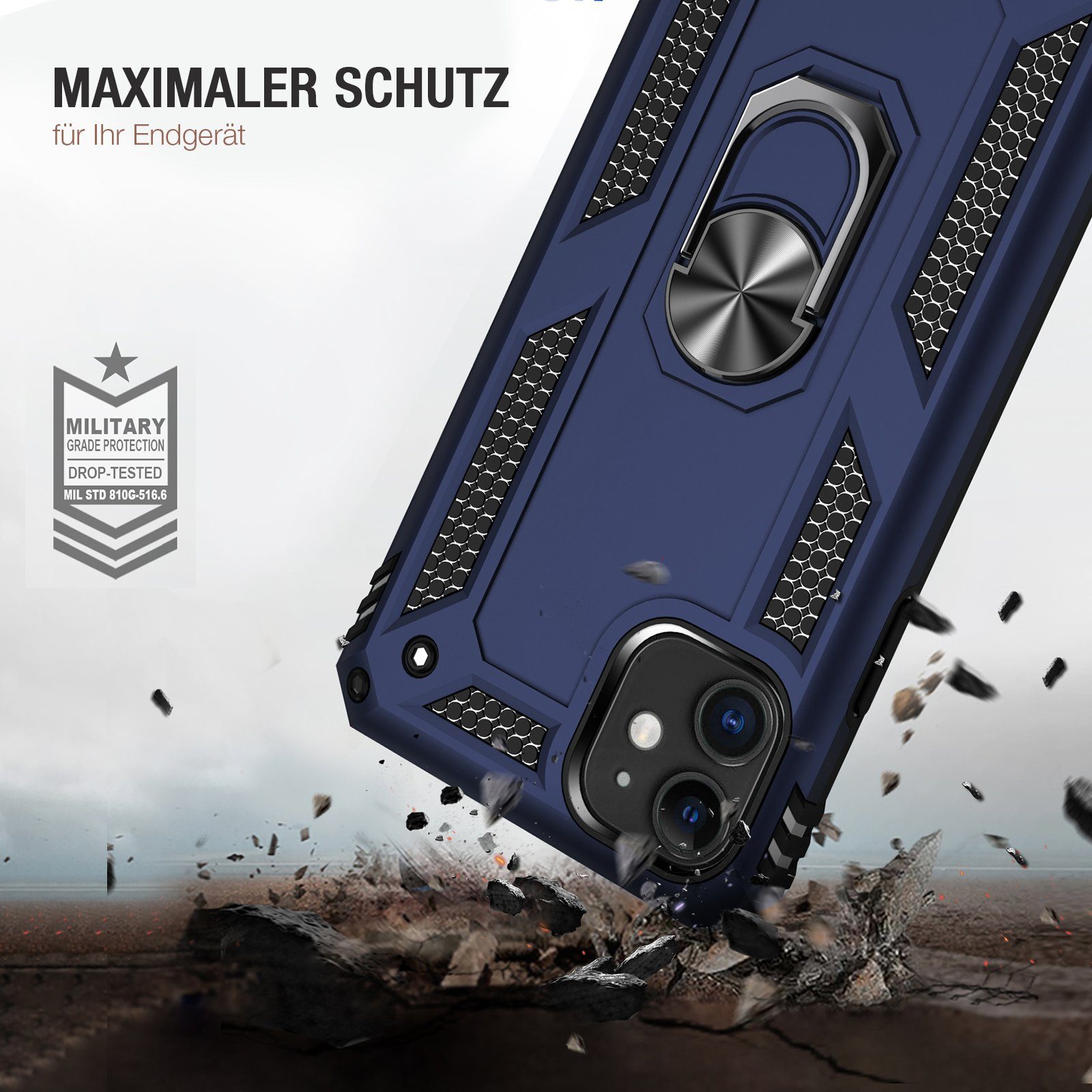 Tec-Expert Handyhülle Outdoor Cover Hülle für Apple iPhone 11 6.1 Zoll, 6.1, Premium Hülle aus verstärktem Polycarbonat