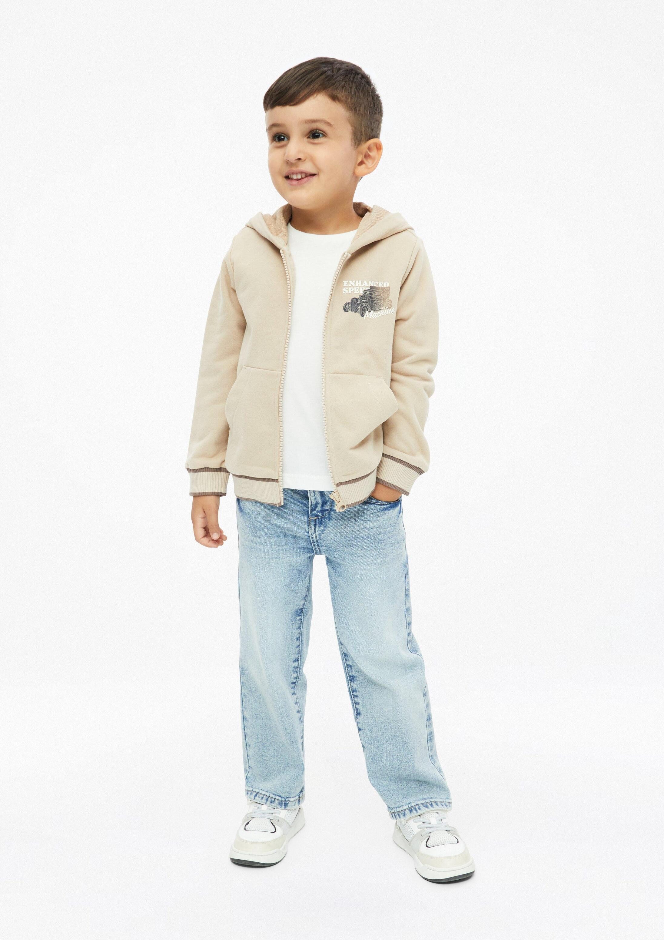 s.Oliver Sweatjacke Sweatshirt Jacke Sweatjacke mit Kapuze und Print-Detail – Bild 3 von 4